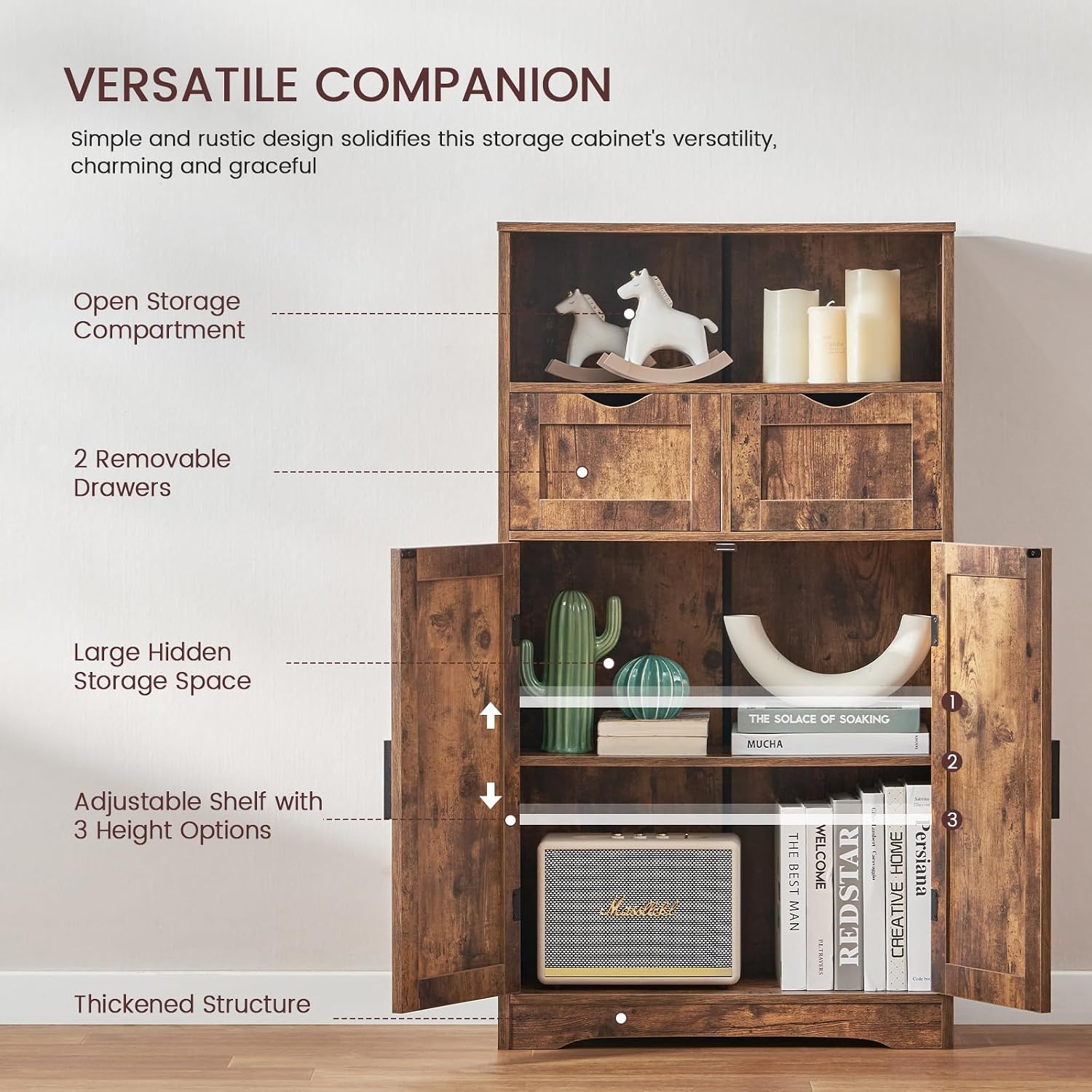 Detalle 1 de IWELL Bathroom Storage Cabinet with 2 Drawers