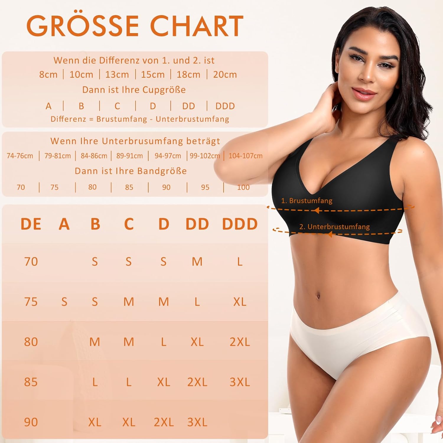 Detalle 2 de Ganado Damen BH Tiefem V-Ausschnitt Nahtloser Bügel-BH ohne Bügel | Push Up Bralette