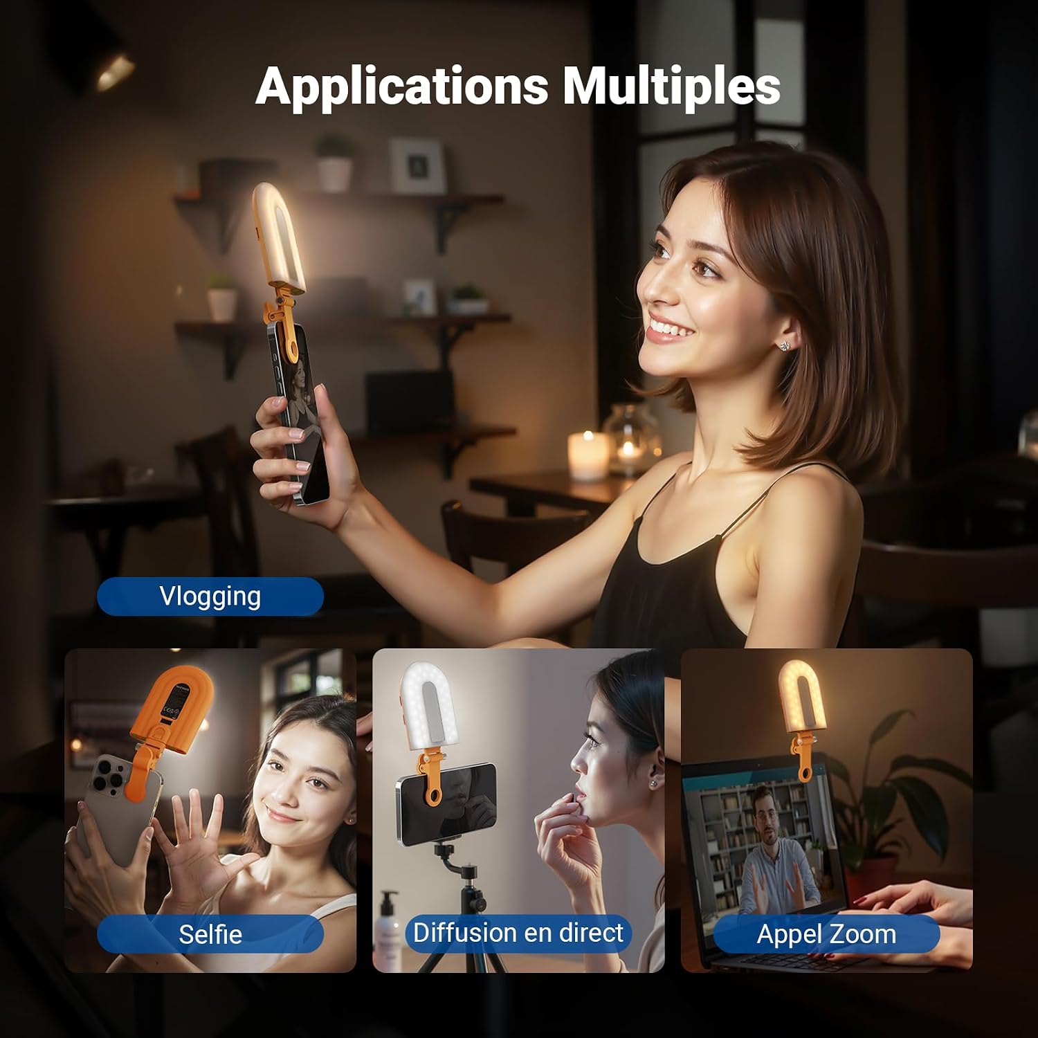 Thumbnail 6 de NEEWER GM66 : lampe selfie à pince 68 LED bicolore (2900–7000K) pour iPhone et vlogs