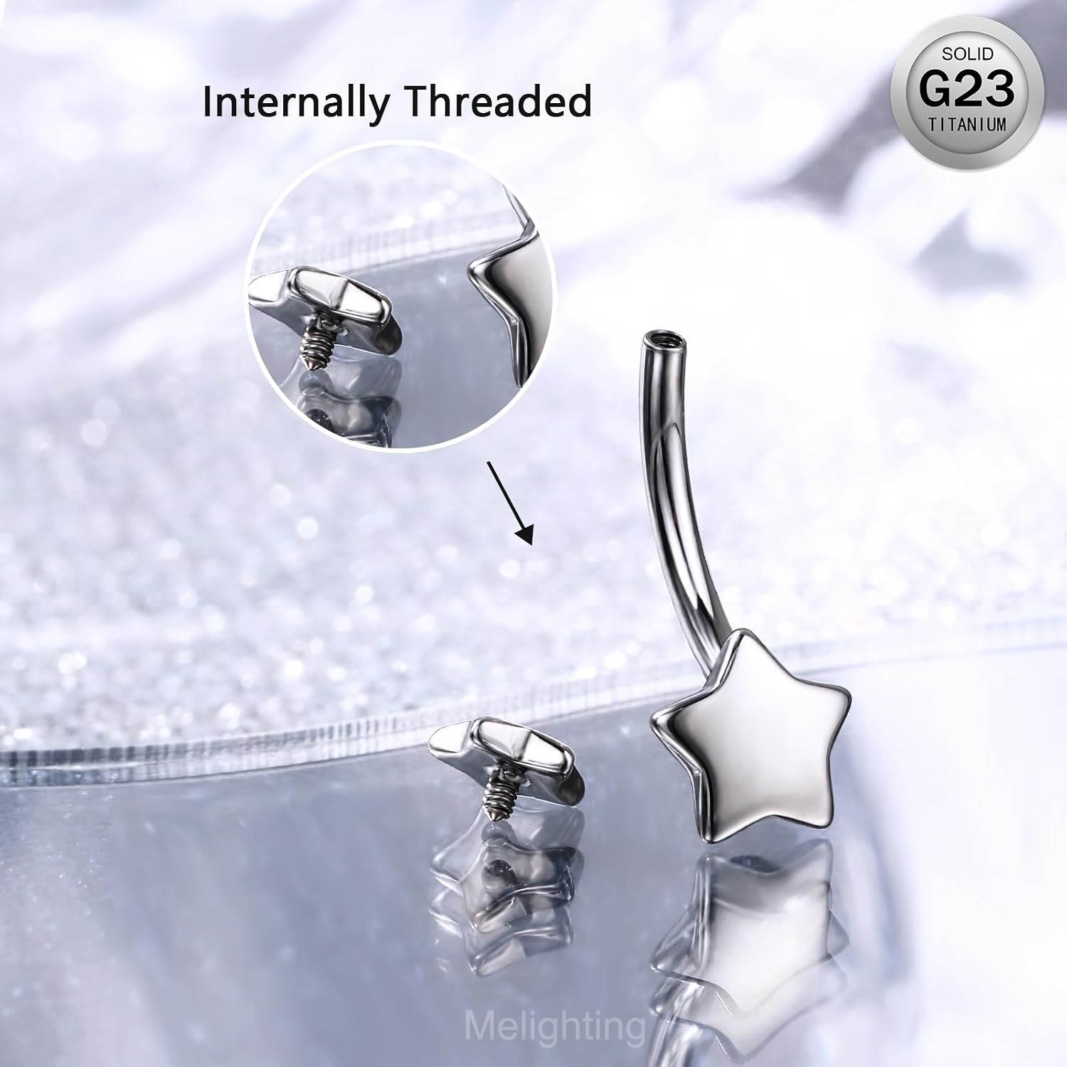 Thumbnail 4 de Melighting piercing ombelico titanio Stella
