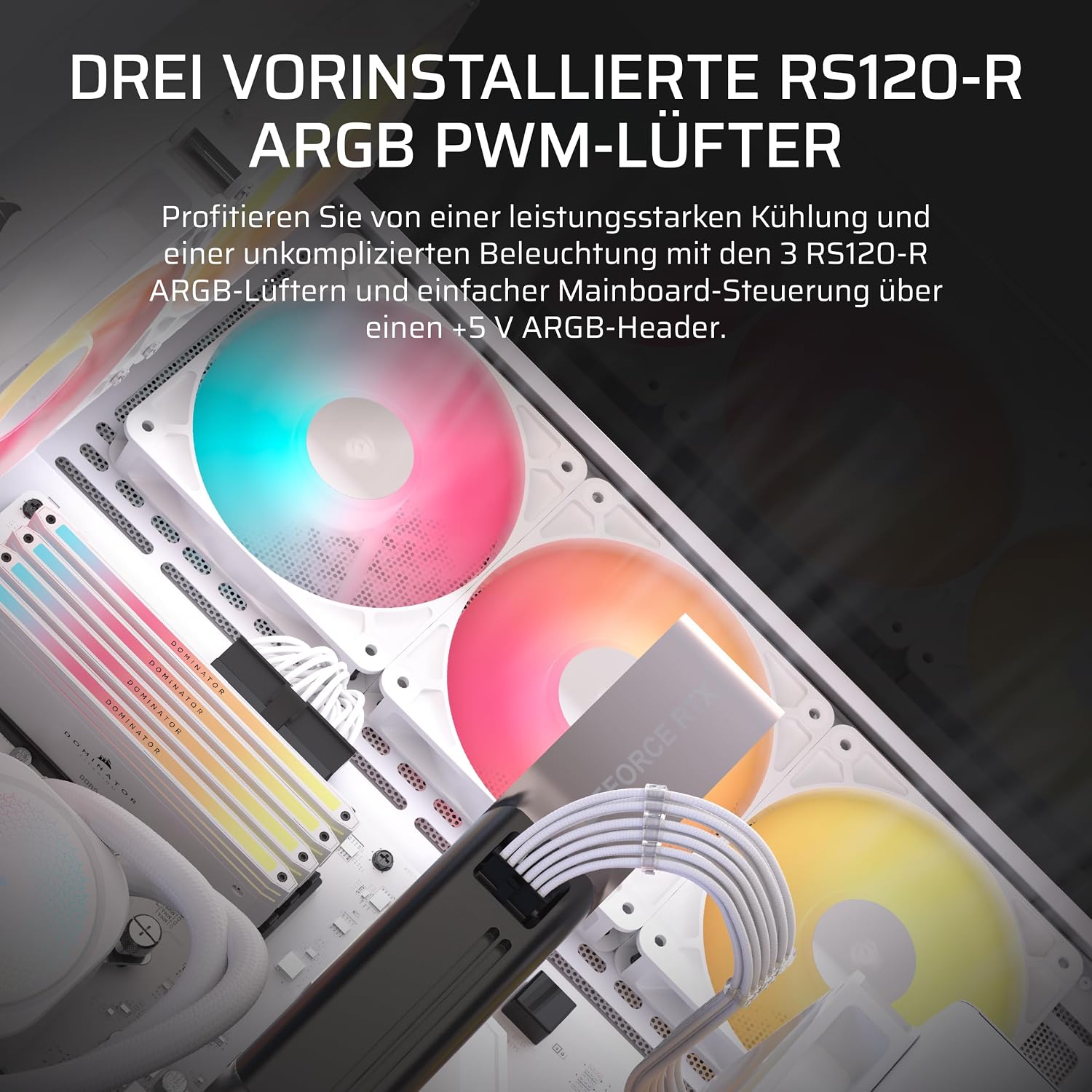 Thumbnail 2 de CORSAIR 3500X RS-R ARGB Panoramaglas Mid-Tower – Weiß, mit 3 RS120-R ARGB-Lüfter
