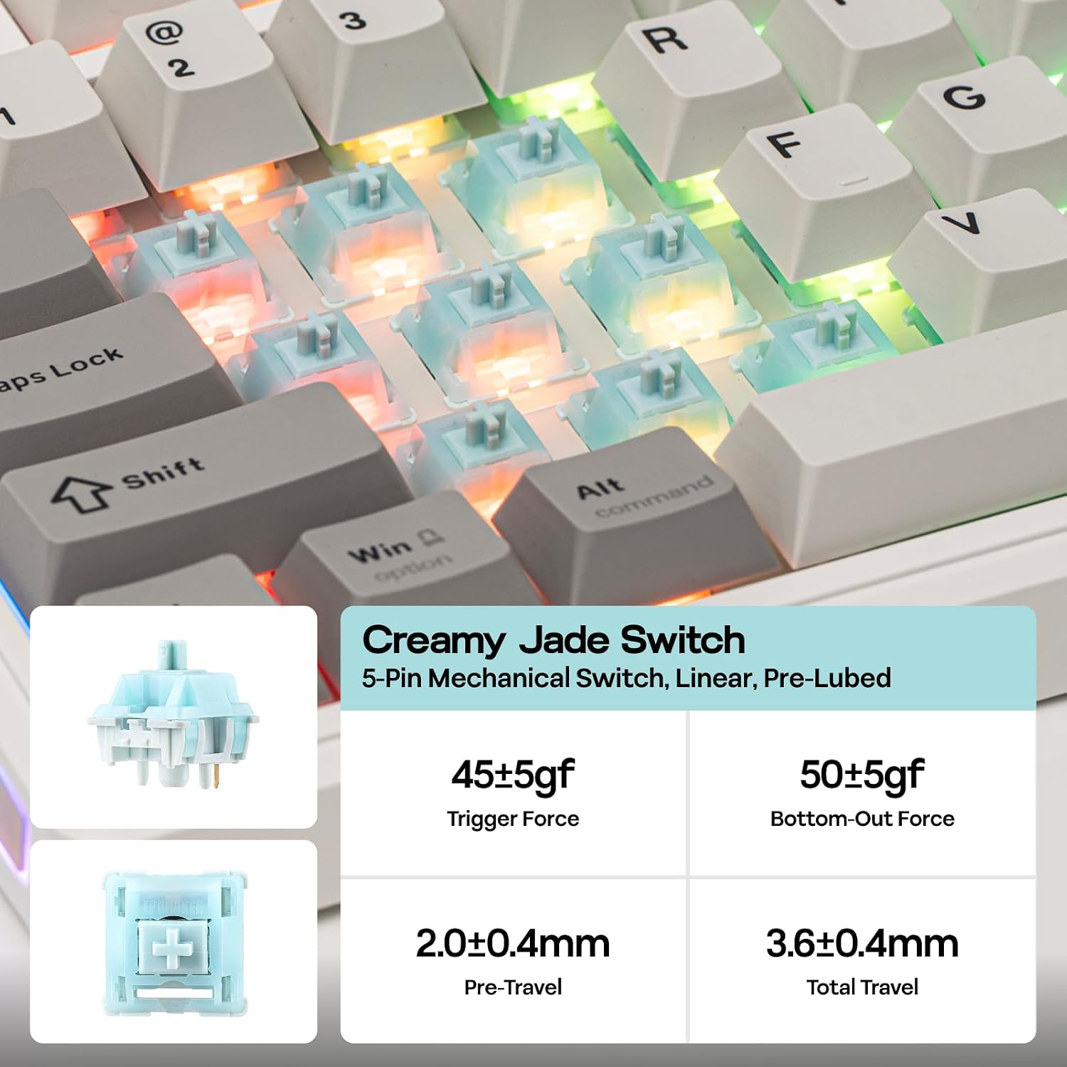 Detalle de EPOMAKER TH80 V2 75% Wireless Mechanical Keyboard (Creamy White)