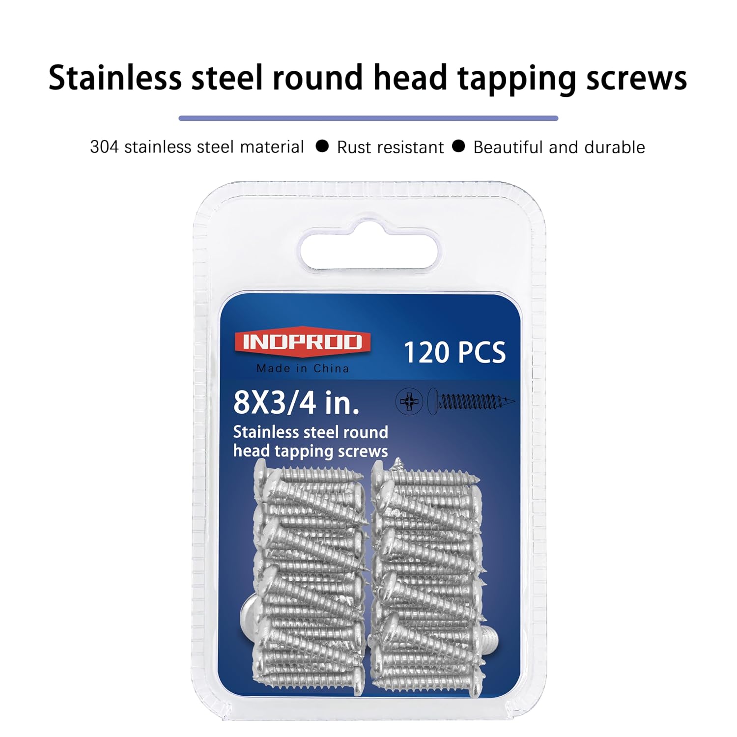 Thumbnail 5 de INDPROD #8x3/4 Wood Screws, 304 Stainless Steel, Phillips Pan Head, 120-Pack