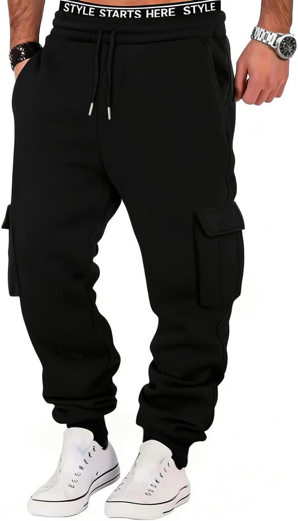 Detalle de CLOAKA Jogginghose Herren – Baumwolle Cargo Baggy mit elastischer Taille und Kordelzug