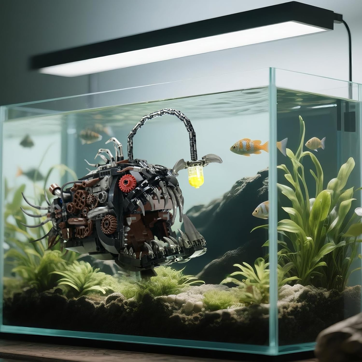 Detalle 2 de Mechanical Laternenfisch Klemmbausteine (1038 Teile) – Tier Lantern Fish im Steampunk-Design