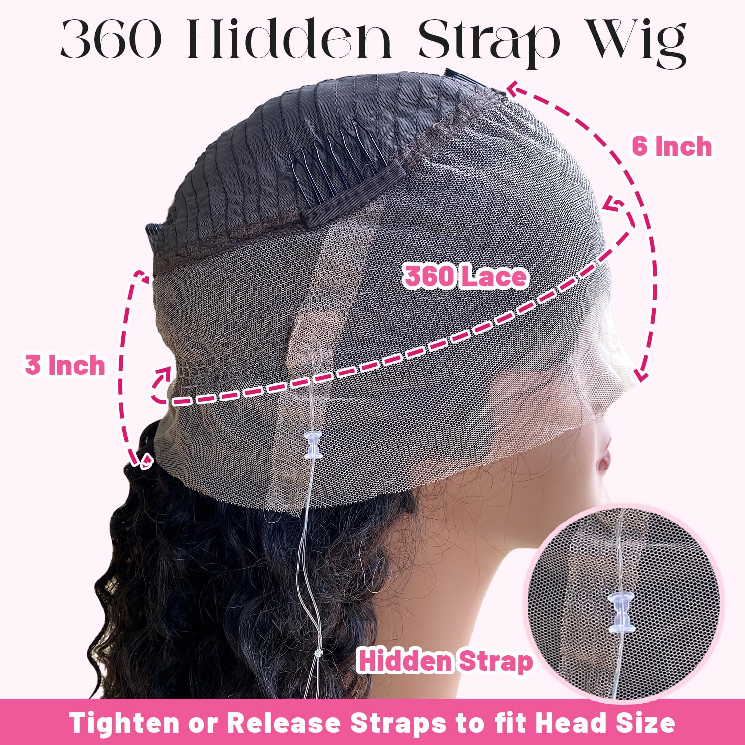 Detalle de ADESORAES 360 Lace Wig 24 Inch 180% Density