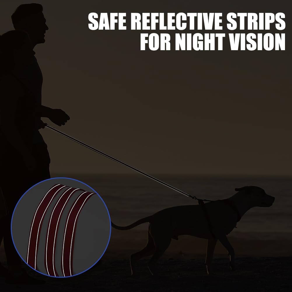 Detalle 2 de Adiwo Laisse de Dressage Réfléchissante pour Chien — Laisse double point, nylon résistant et réglable (Rouge)