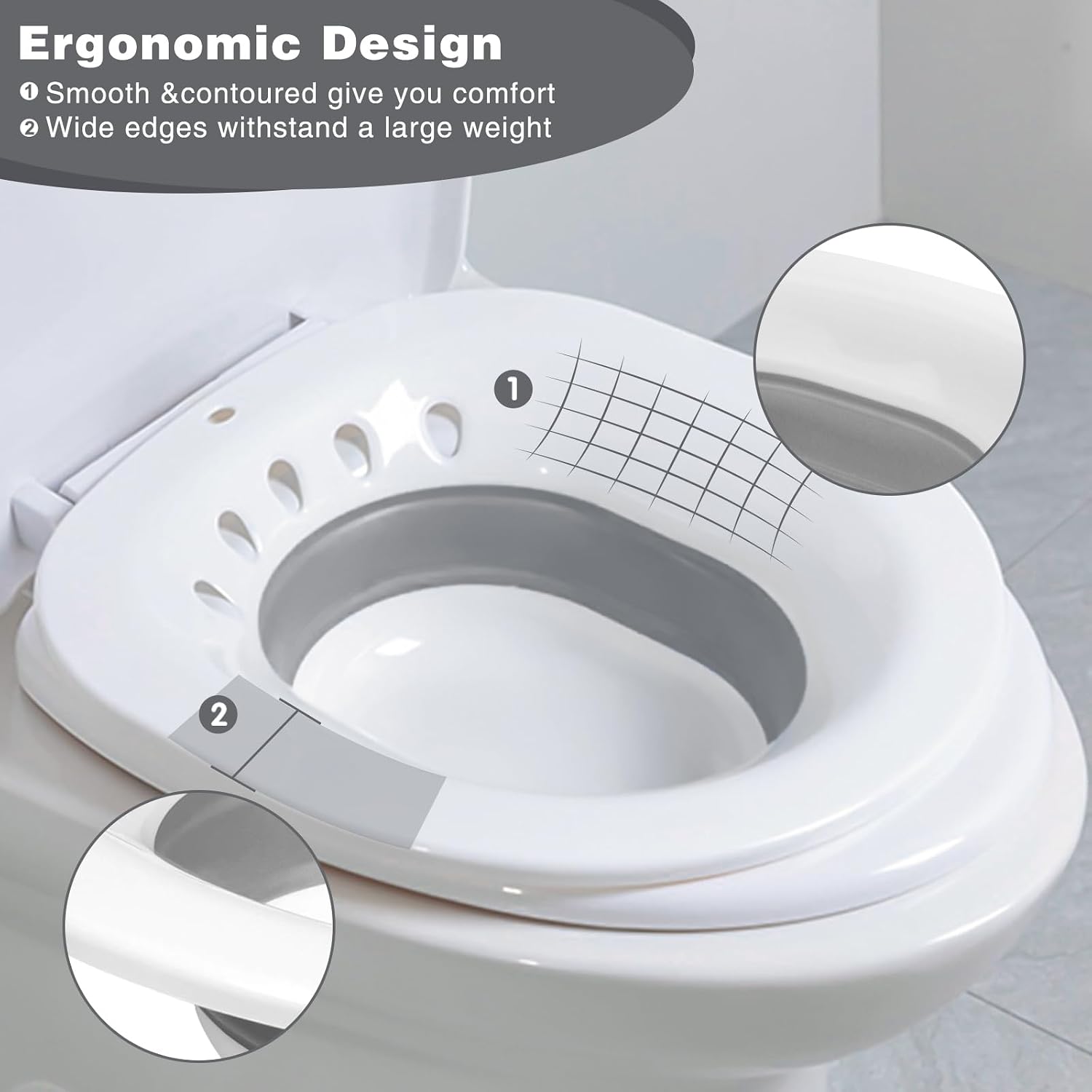 Thumbnail 5 de DEANIC yp02 Collapsible Sitz Bath for Toilet, Grey PP and TPR Basin