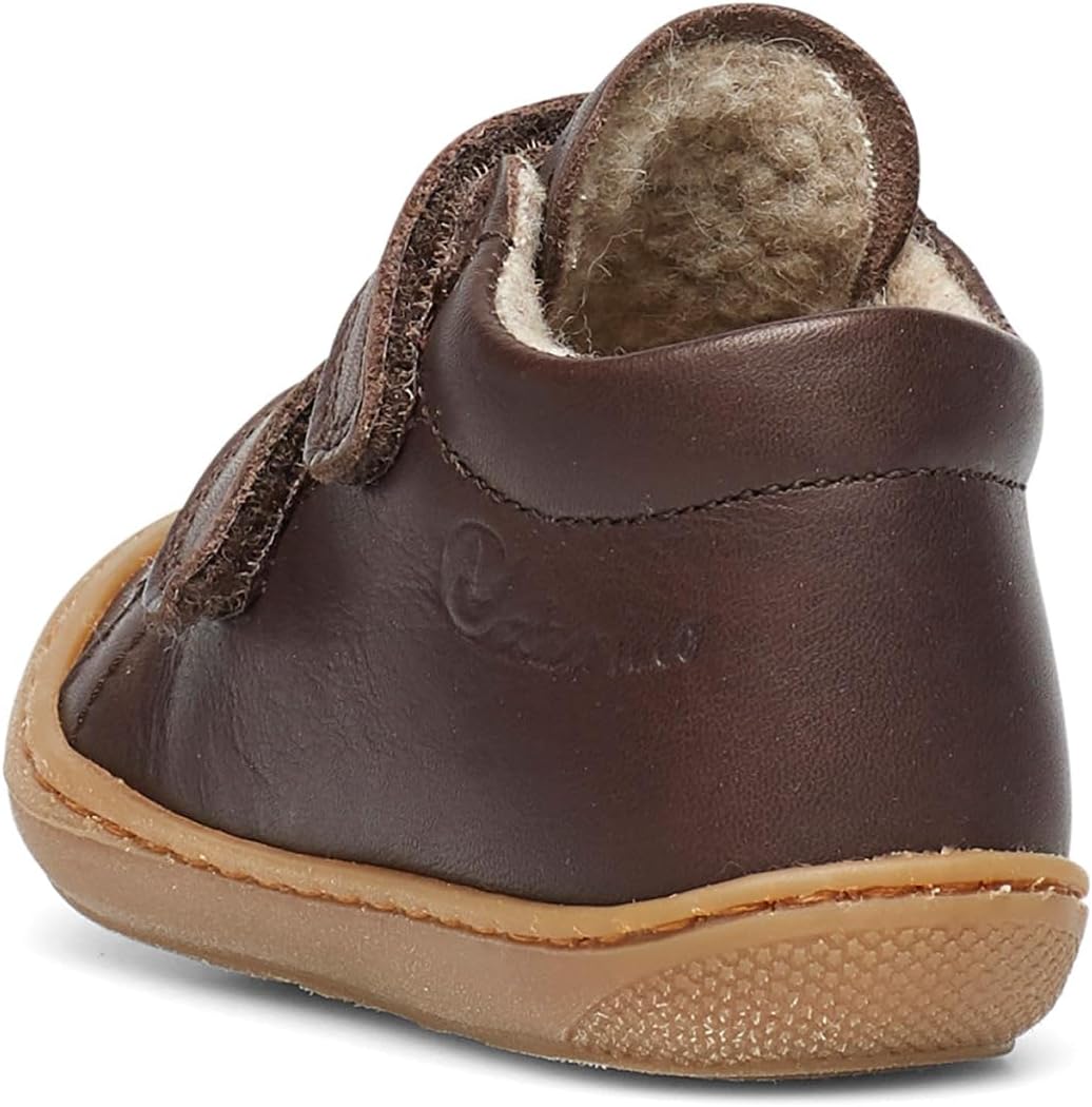 Detalle de Naturino Chaussures Premiers Pas en Cuir doublés en Laine — Marron foncé, 18