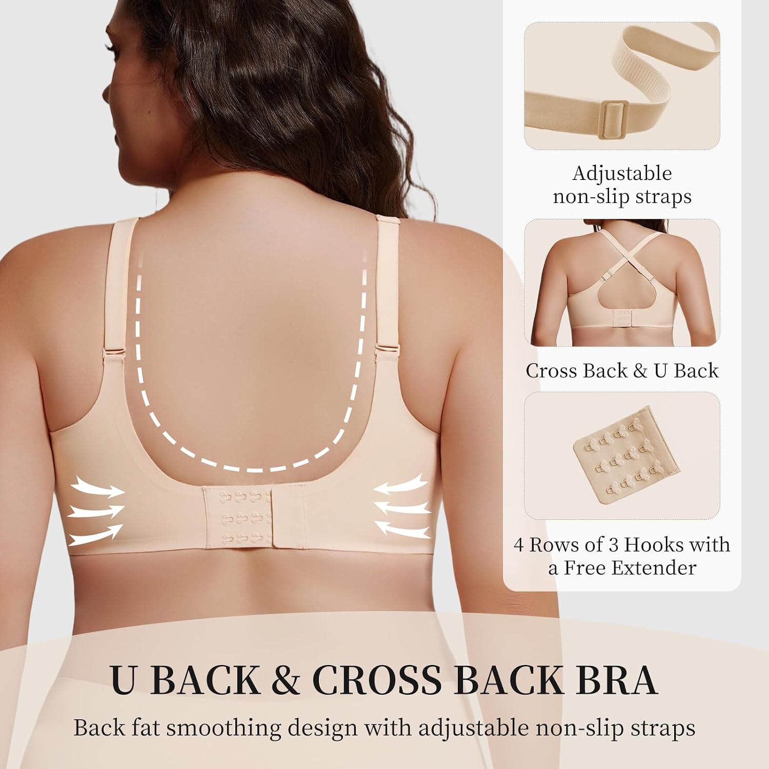 Detalle de UIMERO Jelly Wireless Bra, Seamless Wave-Neck T-Shirt Style