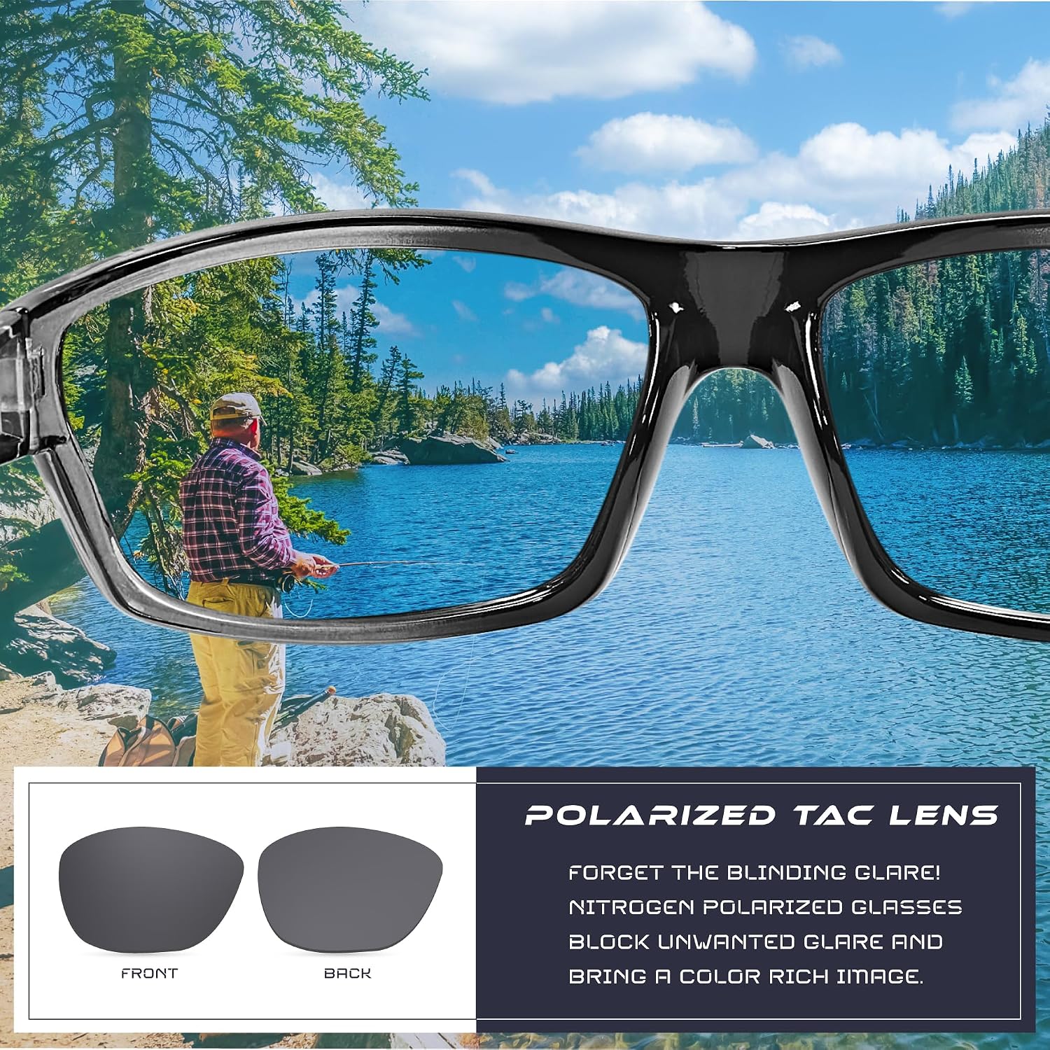 Detalle de Nitrogen Polarized Wrap Around Sport Sunglasses – UV400, Polycarbonate, All‑Day Comfort