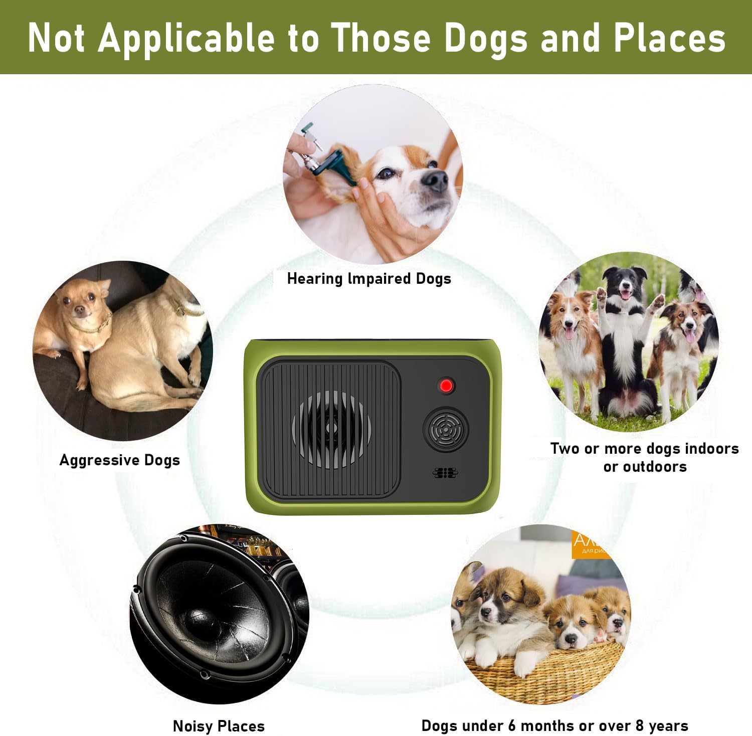 Detalle de Anti Barking Devices for Dogs ultrasonic deterrent (waterproof, rechargeable) – up to 50ft range