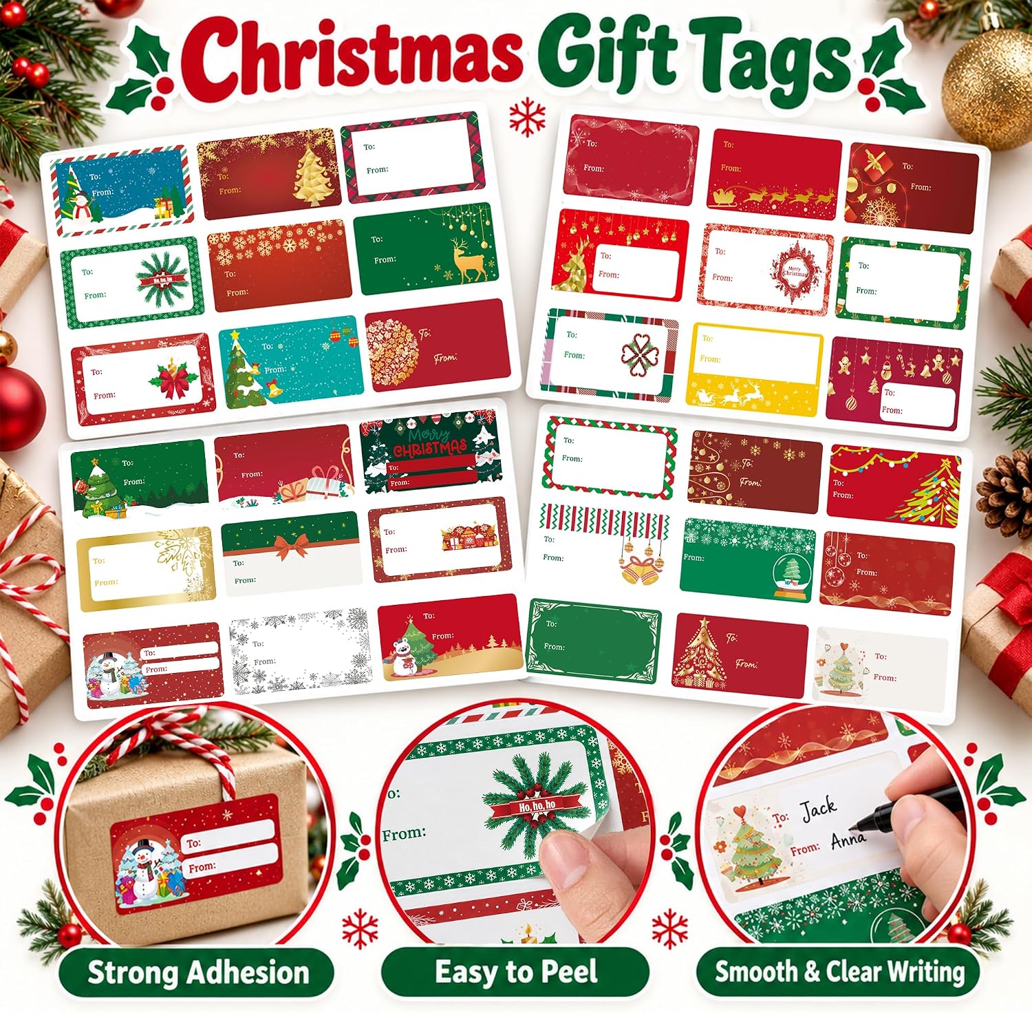 Detalle de Christmas Gift Tags, 108 Stickers