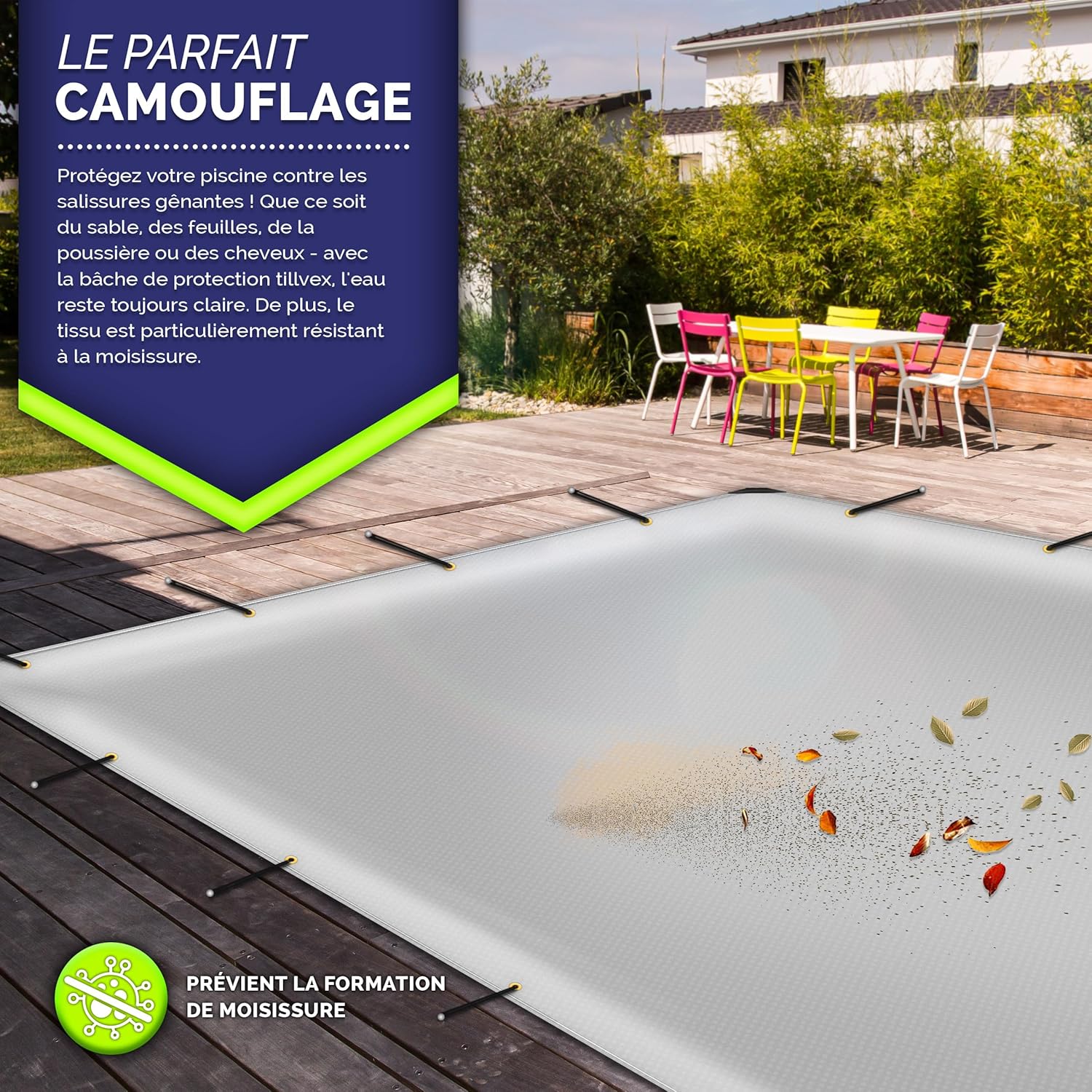 Thumbnail 6 de tillvex® Bâche de protection PVC 650 g/m² avec œillets, 10 crochets et corde de tension (15 m)