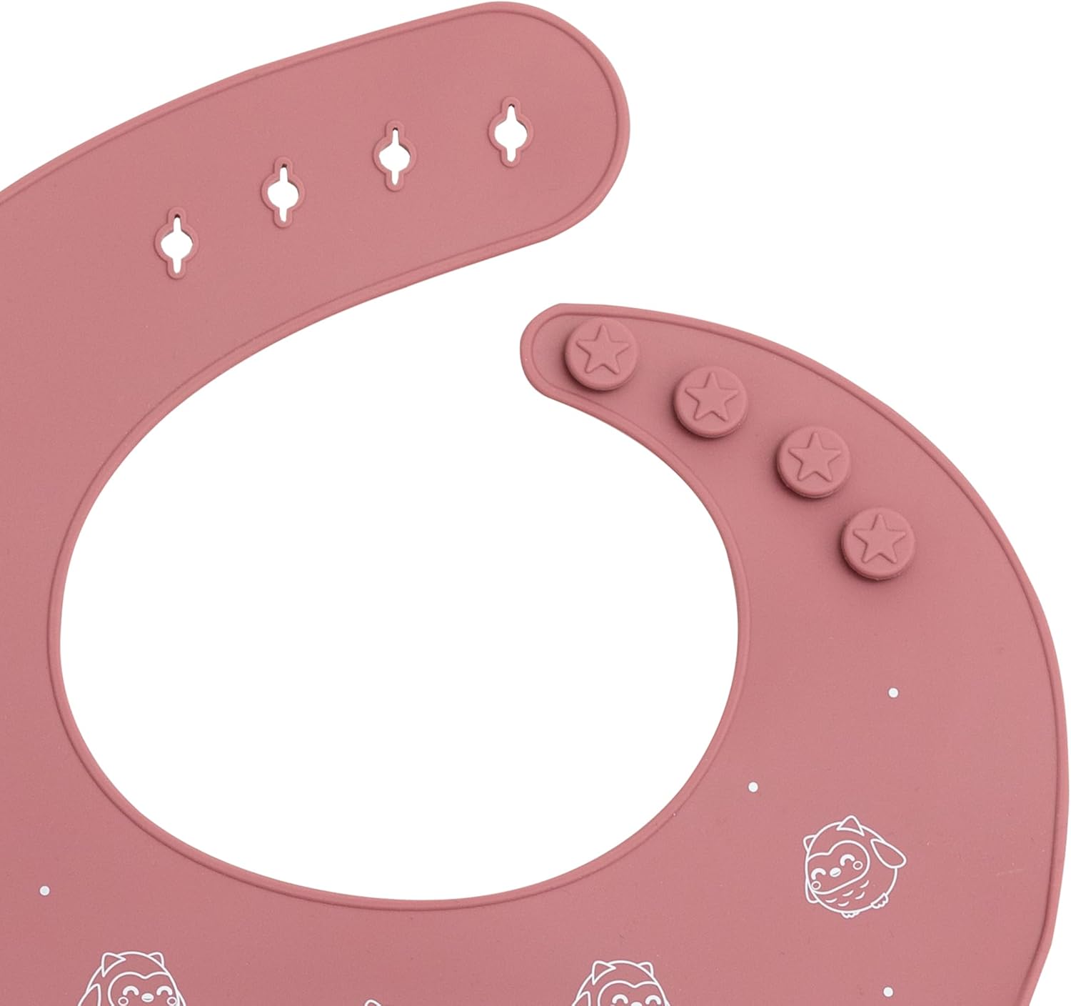 Detalle de Mr. Wonderful Bavoir en silicone rose – Je vais tout dévorer, ajustable et inodore