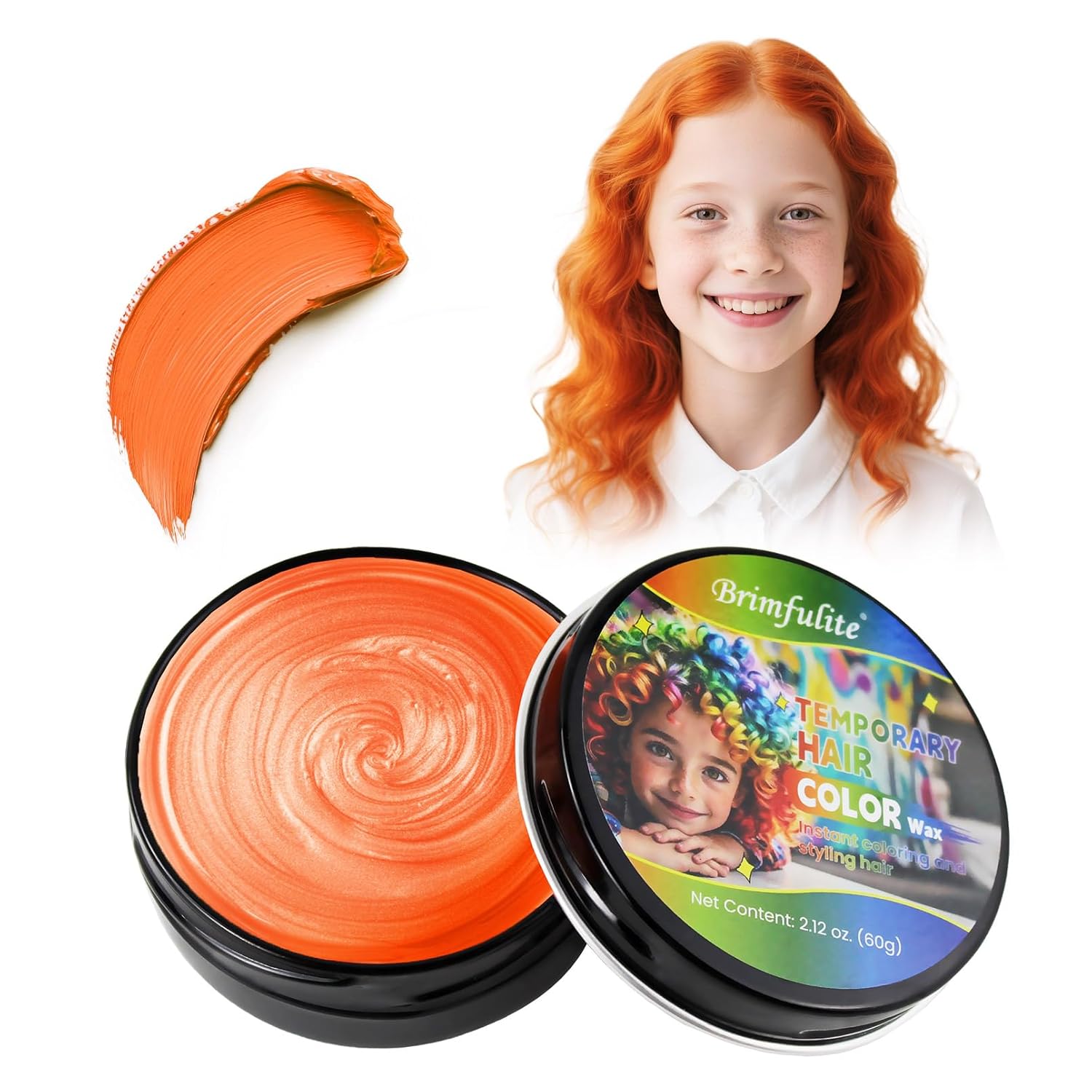Detalle de BRIMFULITE Temporary Orange Hair Wax for Kids, 2.12 Oz, Medium Hold