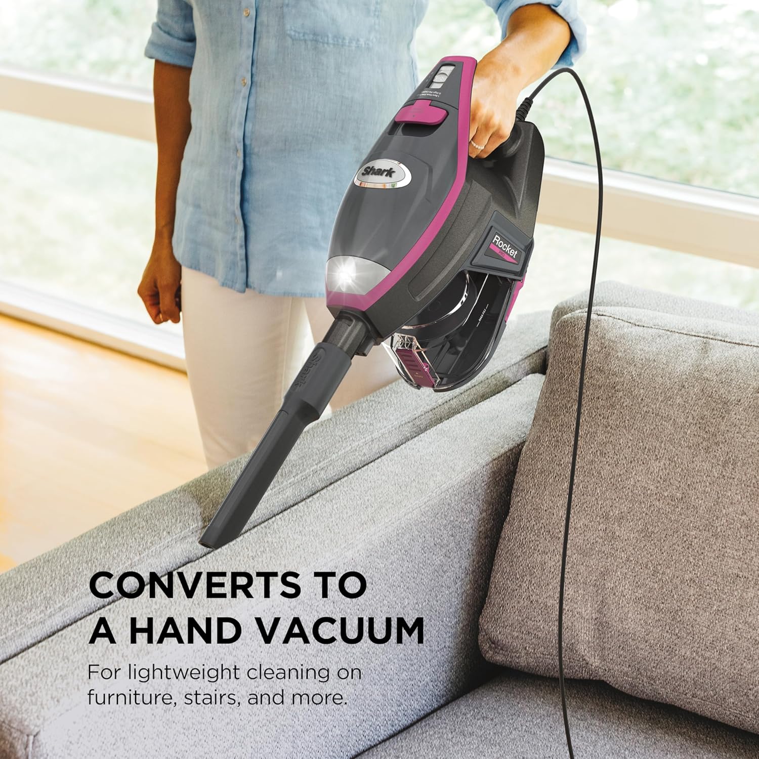 Thumbnail 3 de Shark HV371 Rocket Pro DLX Corded Stick Vacuum with Removable Hand Vacuum (XL Cup) in Fuchsia