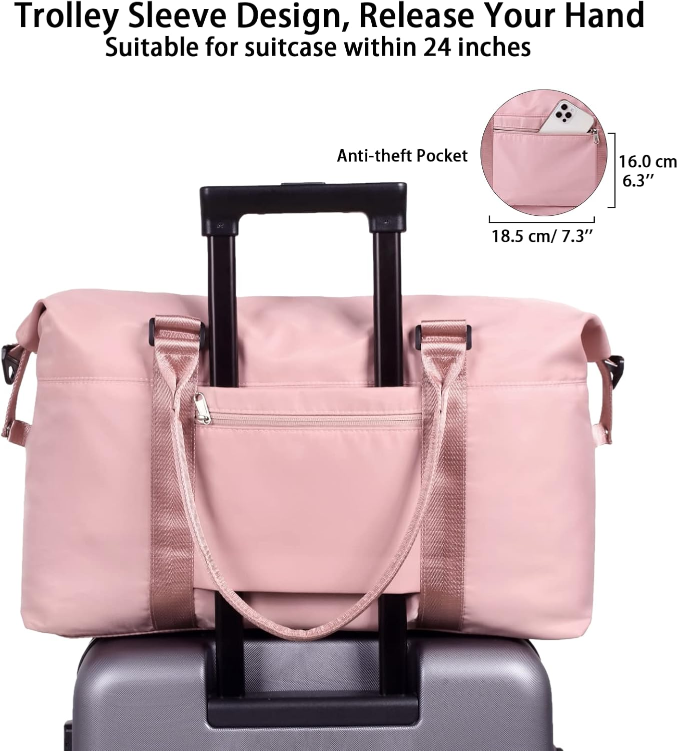 Detalle de Hayayu Women’s Weekend Bag (Overnight/Travel Duffel, carry on holdall) 55x27x18cm, 30L