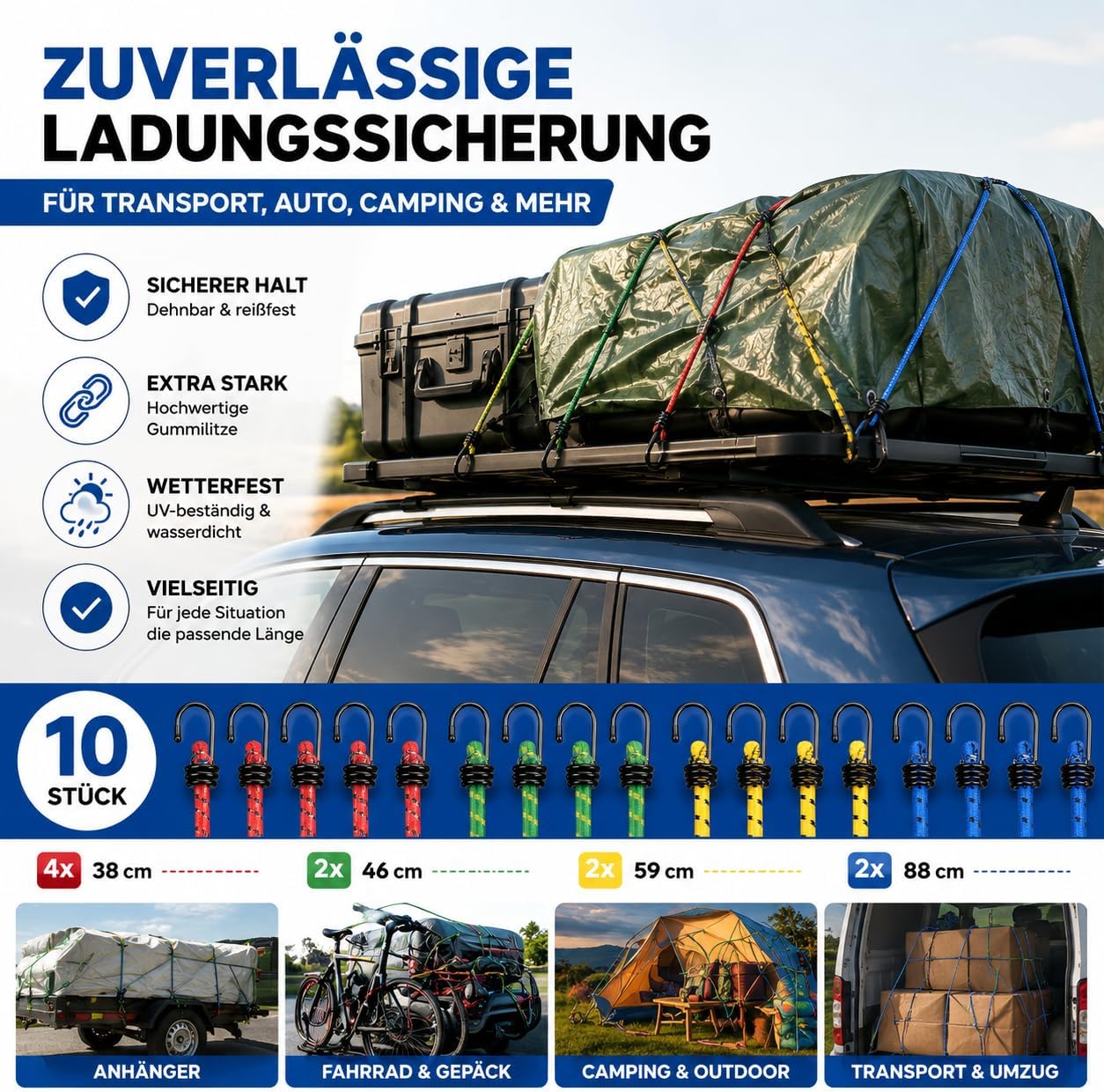 Detalle 2 de 10er Expander mit Haken 8 Längen Set
