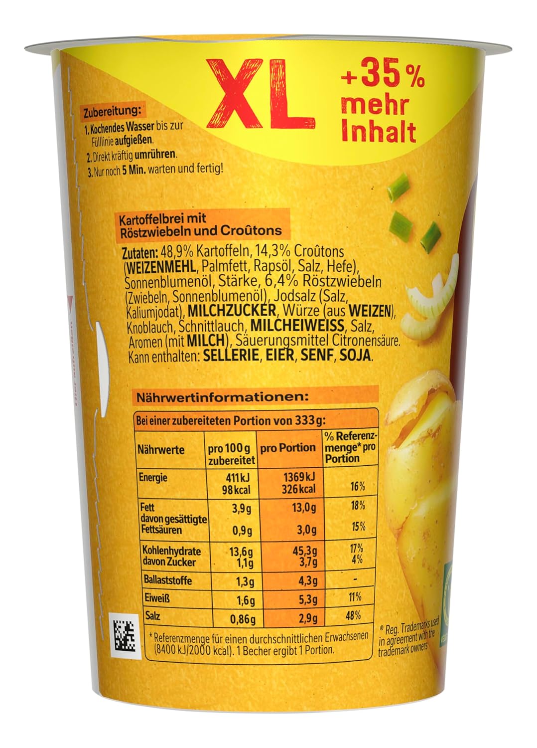 Thumbnail 1 de MAGGI 5 Minuten Terrine XL Kartoffelbrei mit Röstzwiebeln & Croutons – vegetarisch, 8er Pack (8 x 76 g)