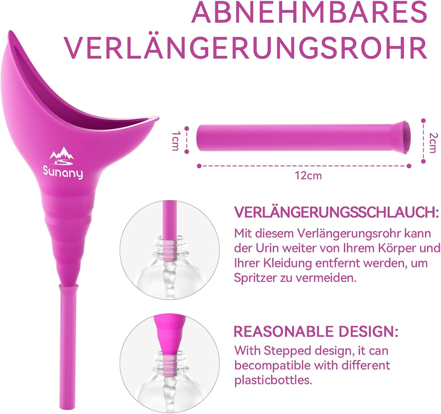 Detalle de Sunany Urinella für Frauen aus Silikon – tragbares Falt-Urinial für Outdoor, Camping & unterwegs