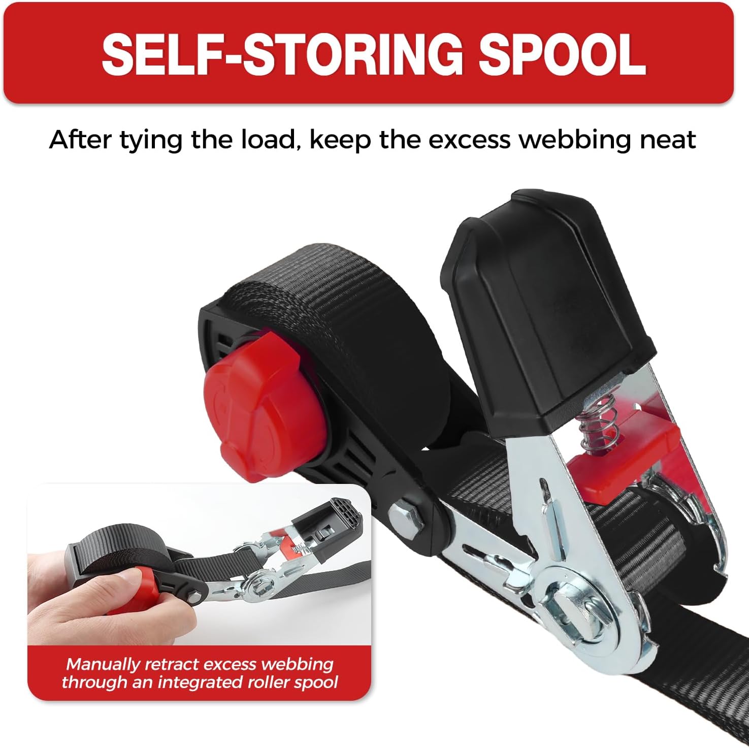 Thumbnail 2 de NeatStrap Ratchet Strap with Safety Lock Chromoly S Hooks (1,500 lbs) – 4 Pack, 1" x 15