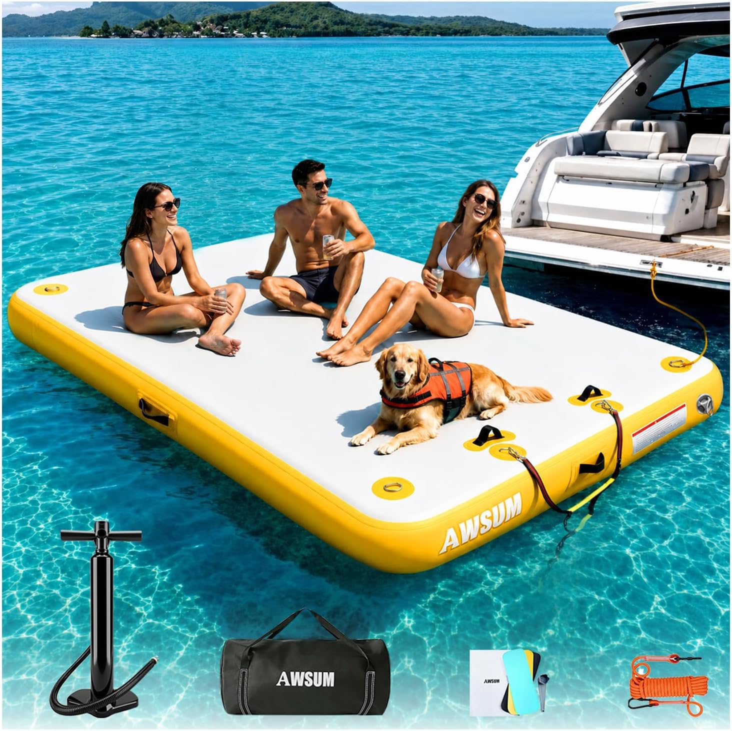 Detalle de AWSUM Inflatable Floating Dock Air Dock Platform – Stable, Modular Water Platform