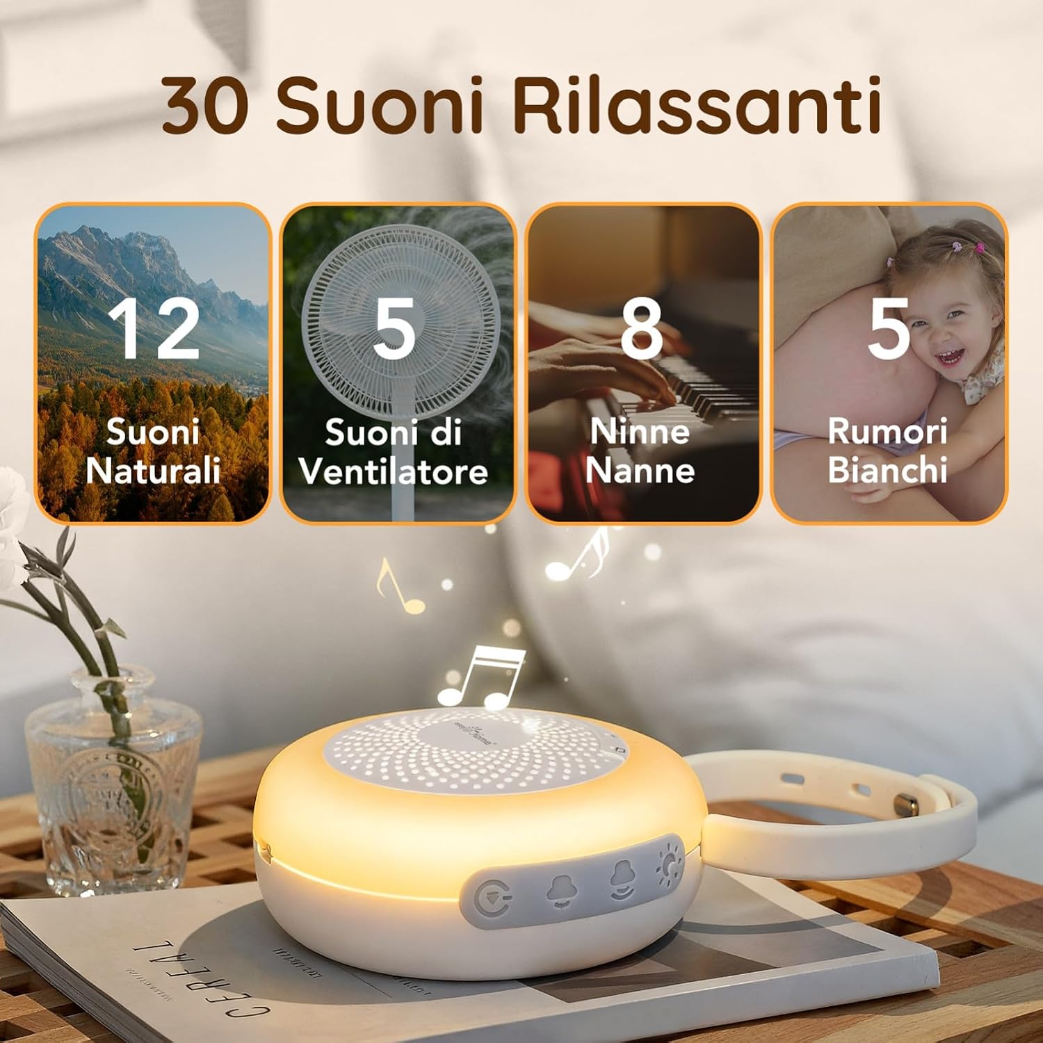 Detalle de Easy@Home Macchina per rumore bianco portatile 30 suoni 🌙