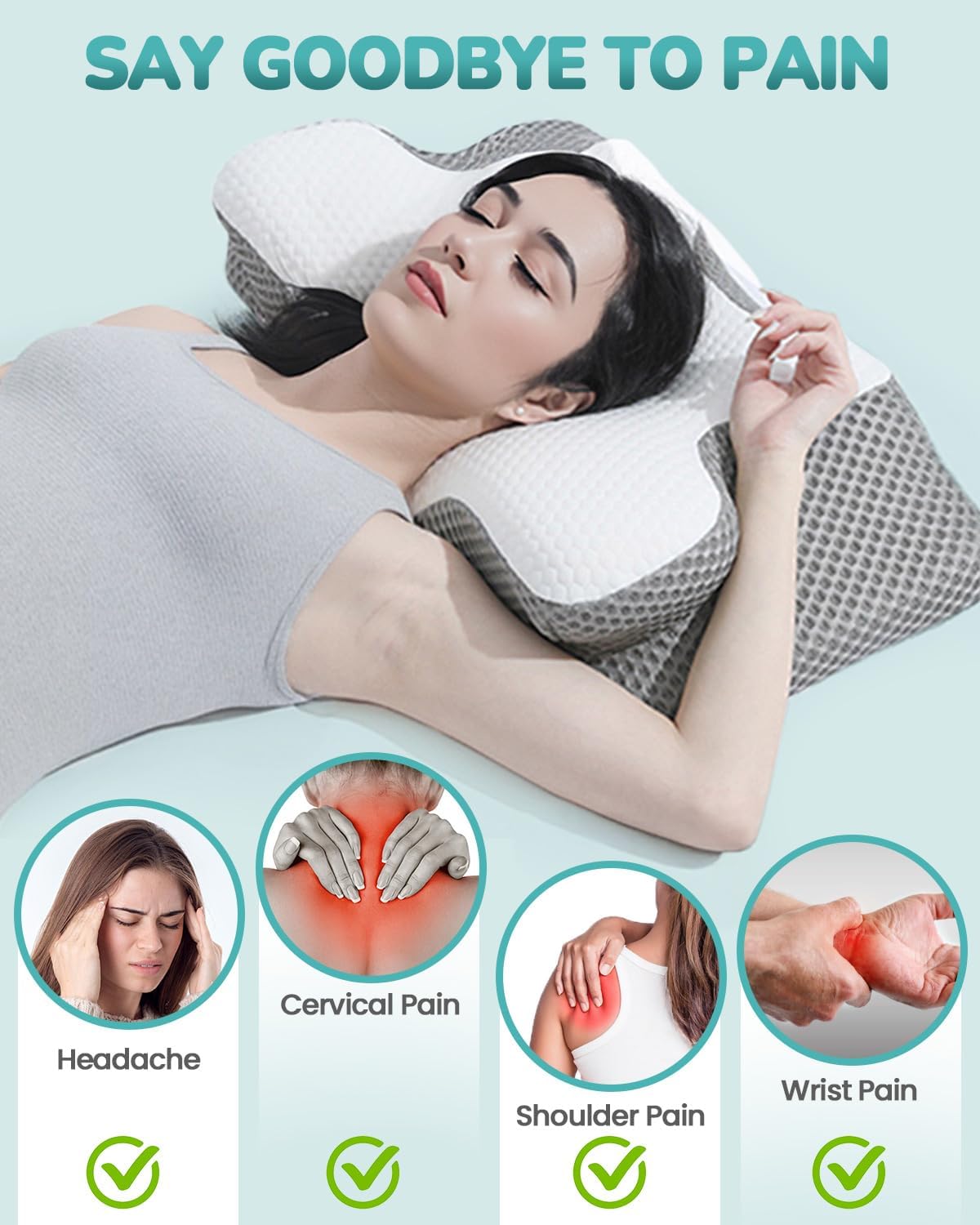 Thumbnail 5 de Olutula Memory Foam Pillow for Neck Pain – Ergonomic Contour Support Pillow