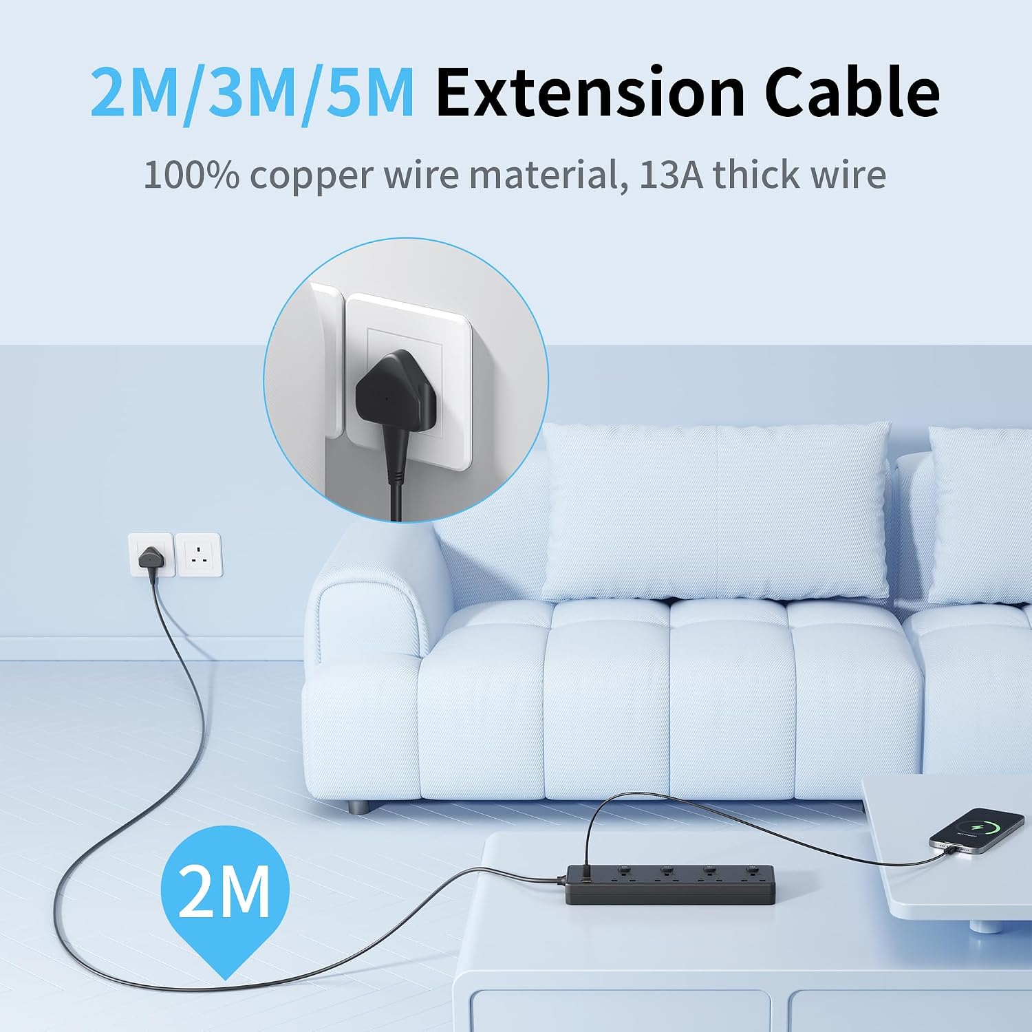 Thumbnail 5 de Extension Lead 4-Way with 30W USB, 2m 🪫