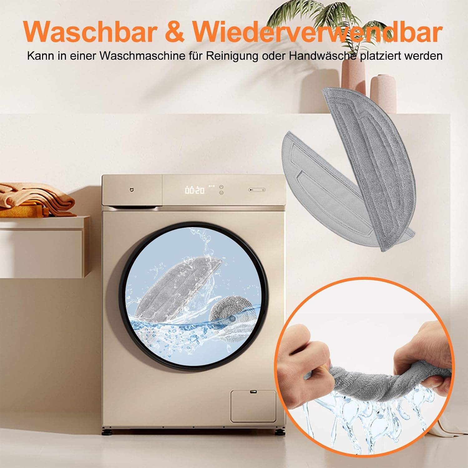 Detalle de Pure Realm 12-teiliges Zubehörset für Roborock S8 MaxV Ultra (VibraRise 3.0) – Mikrofasertücher als wiederverwendbare Mop-Ersatzteile