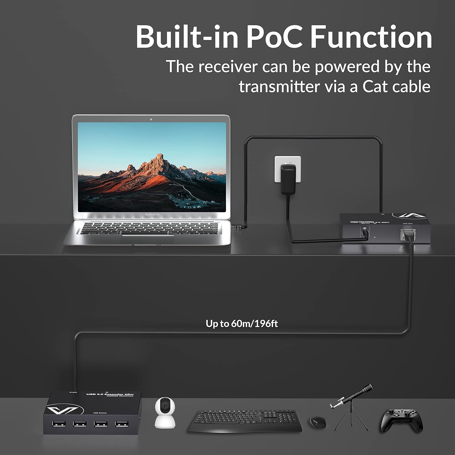 Thumbnail 6 de AV Access USB Extender Power Over Ethernet (PoC) Kit, 4-Port USB 2.0, up to 196ft/60m over Cat5e/6/6a/7