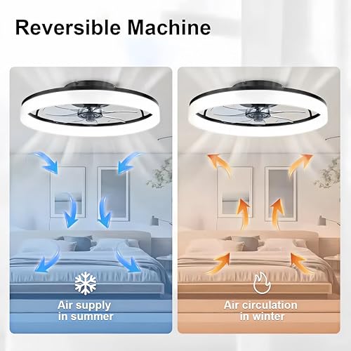 Detalle 2 de DWDVBL 50cm Ventilateur de Plafond Silencieux avec Lumière et Télécommande – 6 Vitesses, LED Dimmable et Moteur DC Reversible