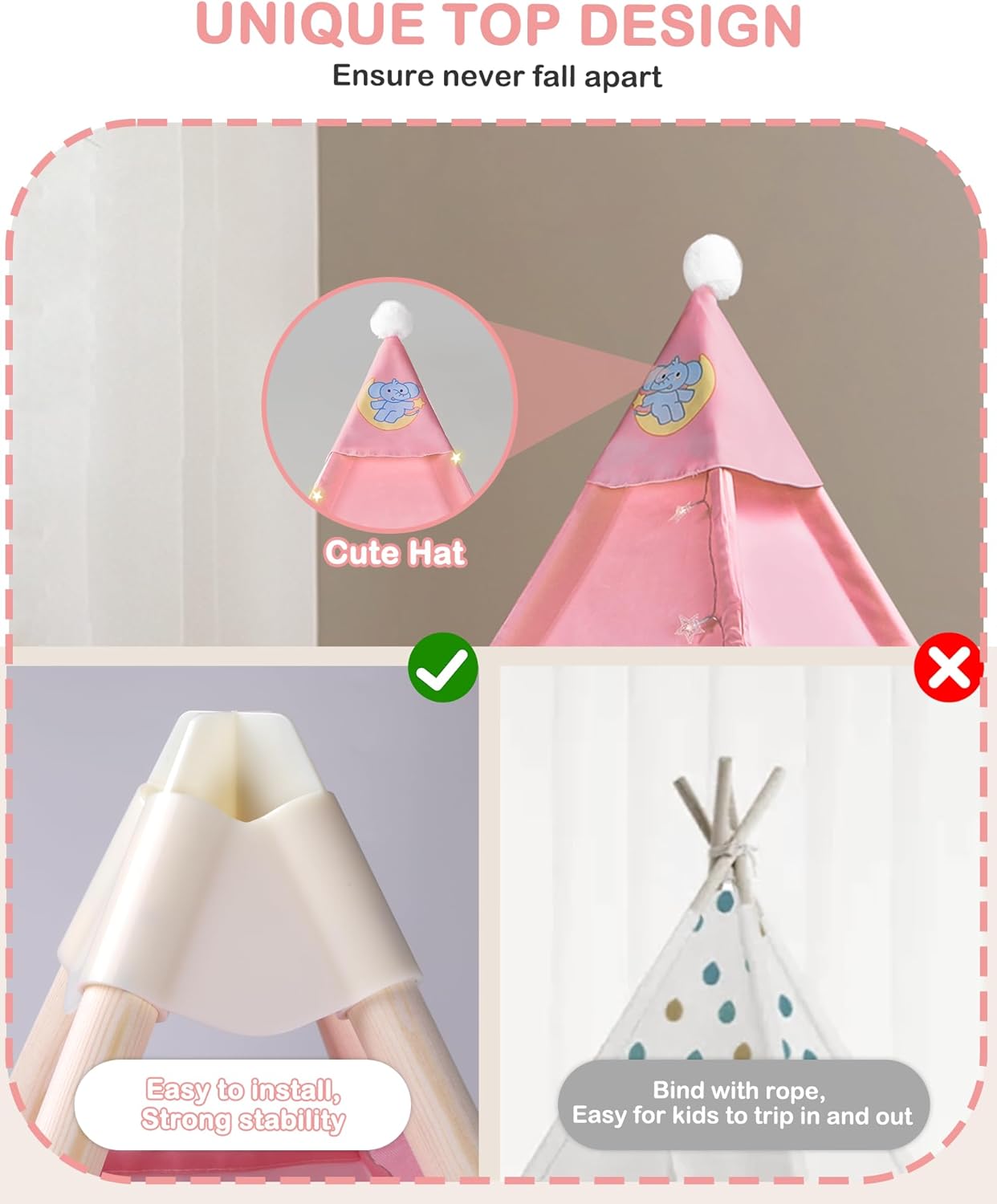 Detalle 2 de Heypappy Tipi Infantil con colchón 186 cm