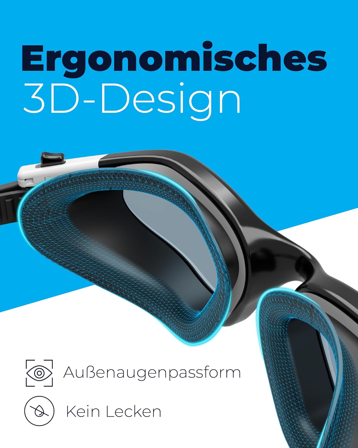 Thumbnail 5 de AqtivAqua Schwimmbrille DX – Weites Sichtfeld, UV-Schutz, Anti-Beschlag, Auslaufsicher, Silikonband-Anpassung