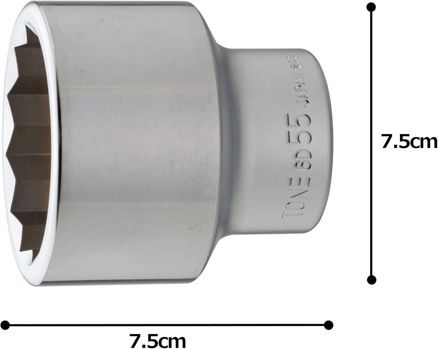 Detalle de トネ(TONE) 6D-55 12角ソケット 差込角19.0mm・二面幅55mm