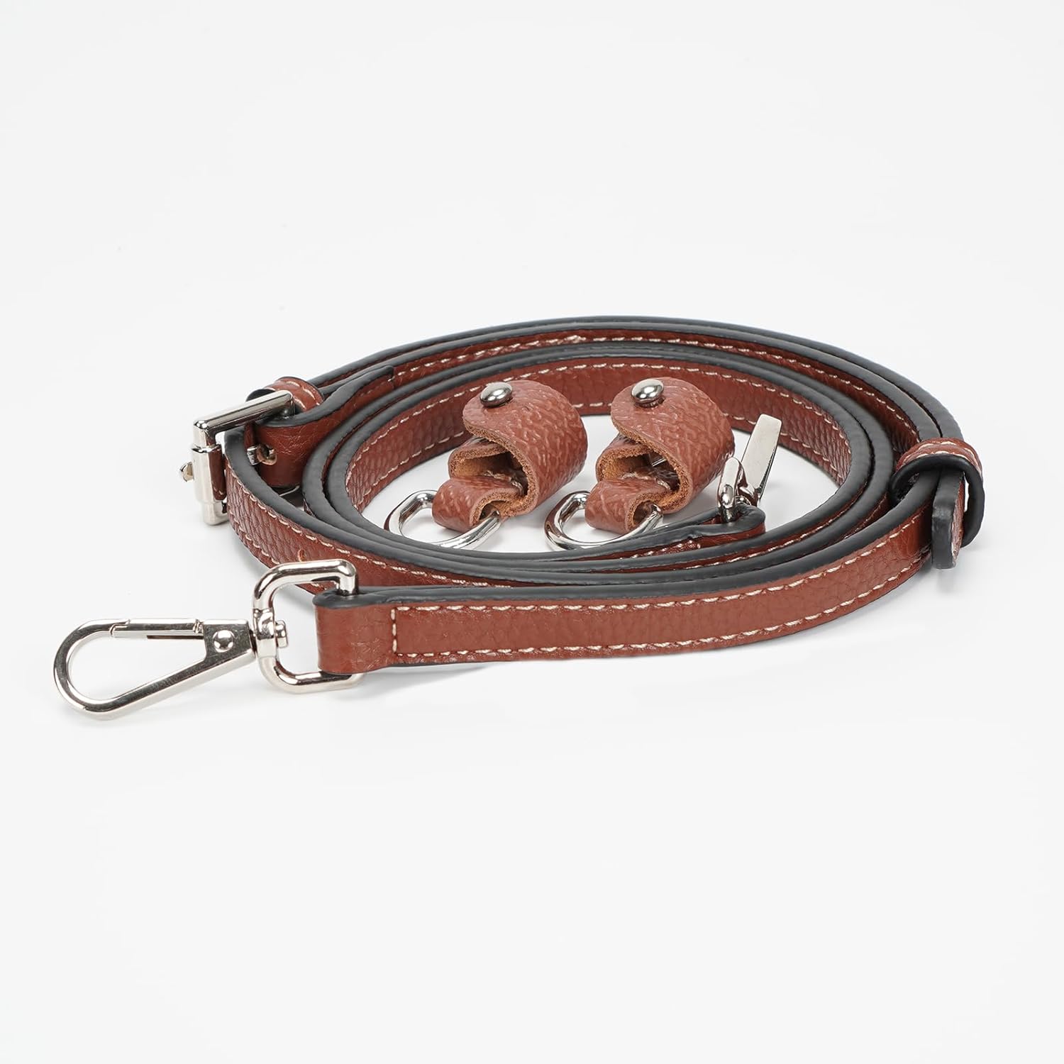 Thumbnail 6 de FLYAMAPIRIT Schultergurt für Longchamp Taschen – 1,2 cm Lederersatzgurt, verstellbar 93–120 cm, Cognac + Silberhaken