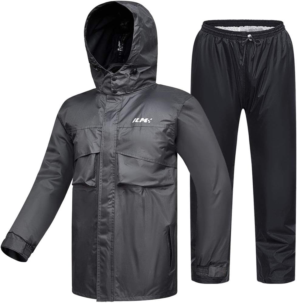 Detalle de ILM Ilm-rs02 Motorcycle Rain Suit, Men’s X-Large, Grey, 6 Pockets