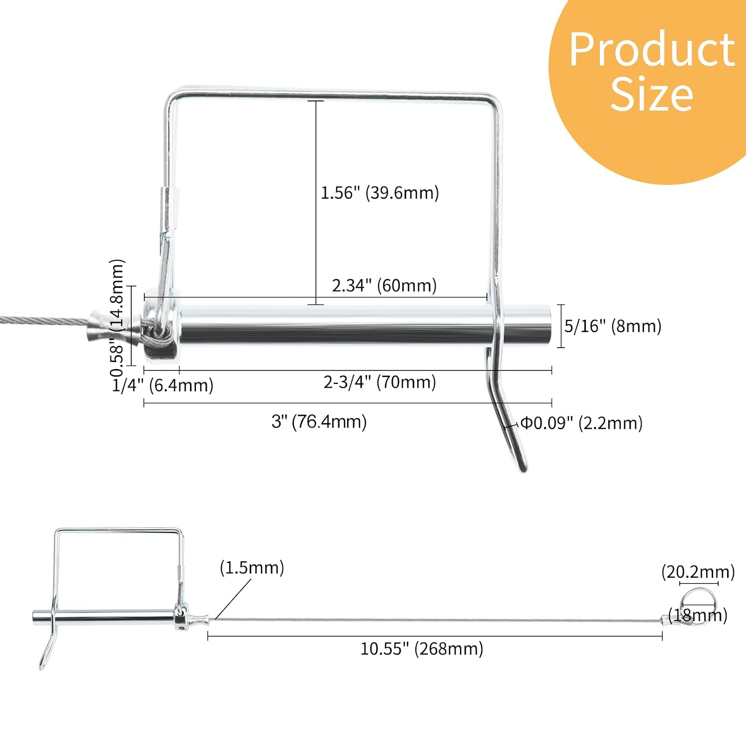 Detalle 2 de AuInLand trailer coupler pin, 5/16-inch diameter