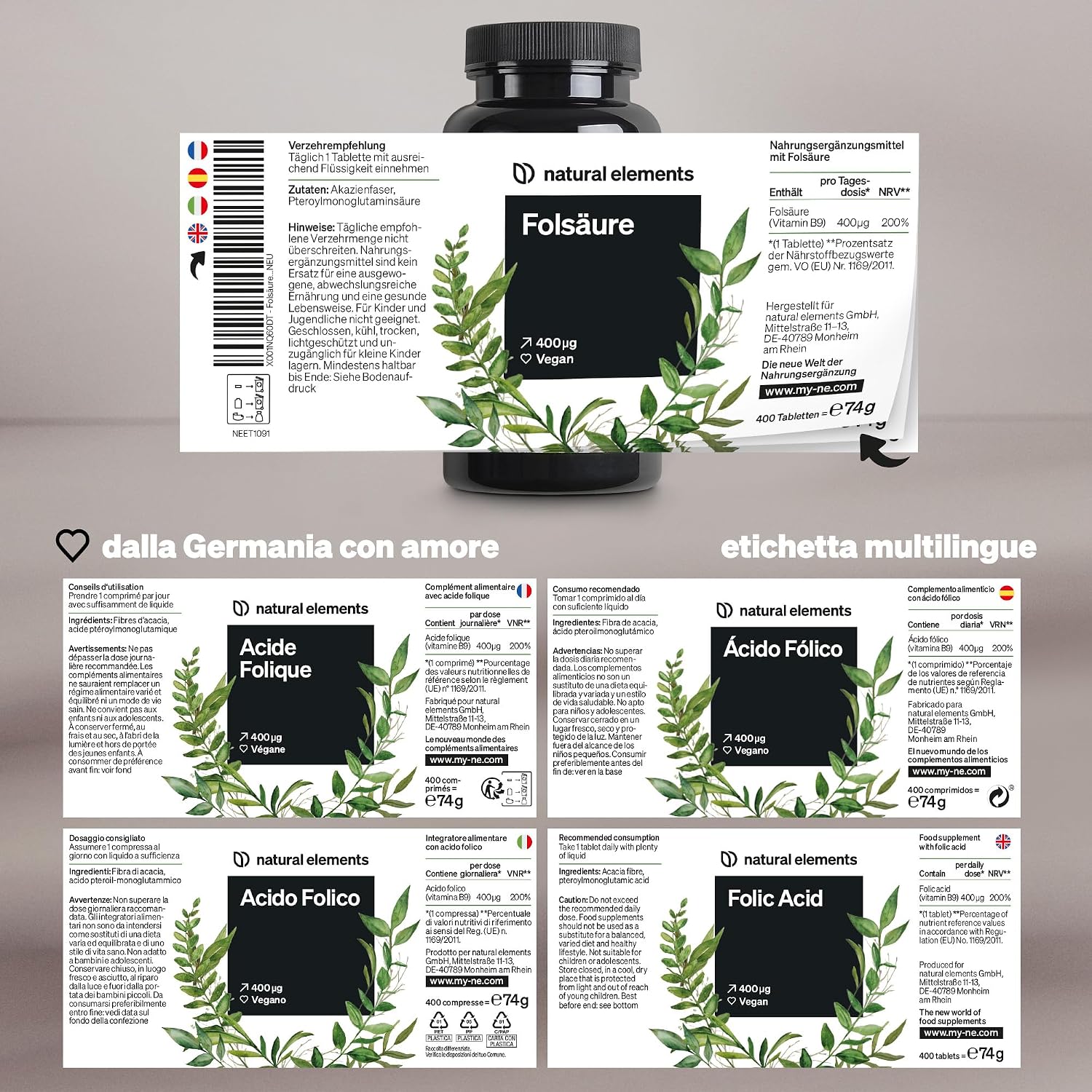 Thumbnail 4 de Acido folico 400 mcg (400 capsule) – supporto per fertilità e gravidanza, vegano ad alto dosaggio