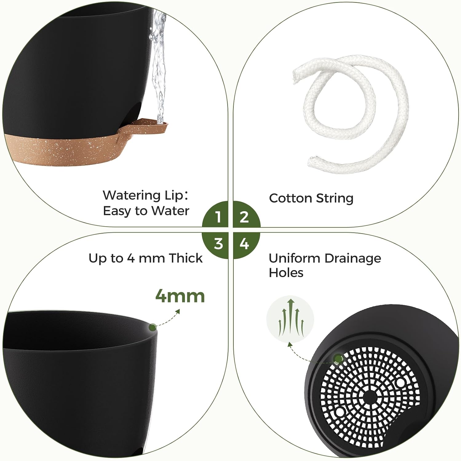 Thumbnail 6 de Bamworld Self Watering Plant Pots Set of 6 20.3 cm