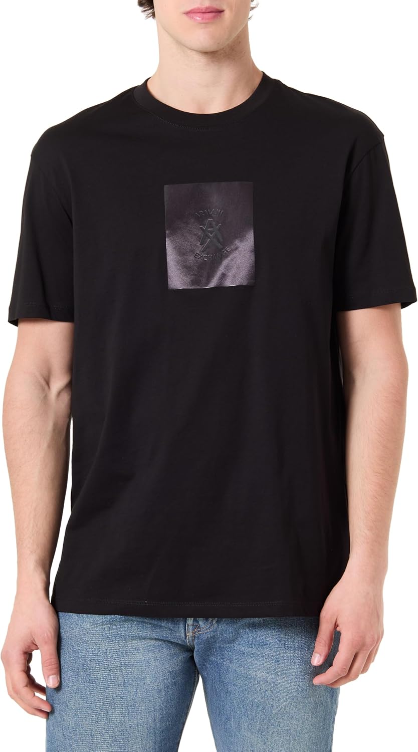 Detalle de Armani Exchange One Block Up, Rubbered And Satin Logo T-Shirt Uomo (Pacco da 1)