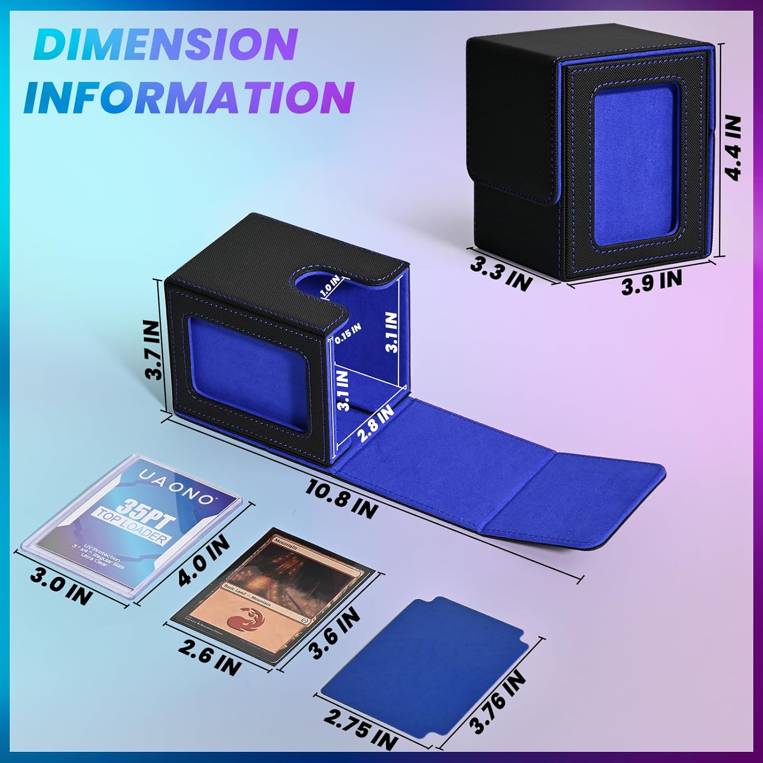 Thumbnail 3 de UAONO Magic Deck Box für MTG Commander-Display – Deck-Case für 100+ Karten mit 2 Trennwänden und Top Loader