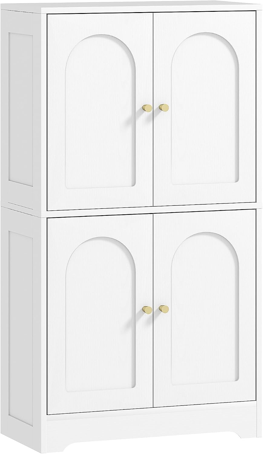 Detalle de HOMCOM Buffet cuisine moderne avec 4 portes cintrées et étagères réglables, blanc 60 x 30 x 110 cm