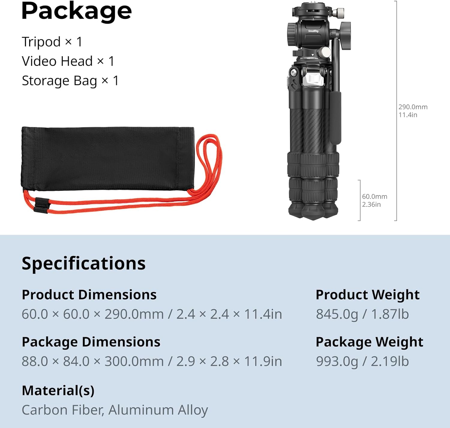 Thumbnail 6 de SmallRig Portable Carbon Fibre Tabletop Tripod Kit (Desk Tripod with Video Head) — 5025