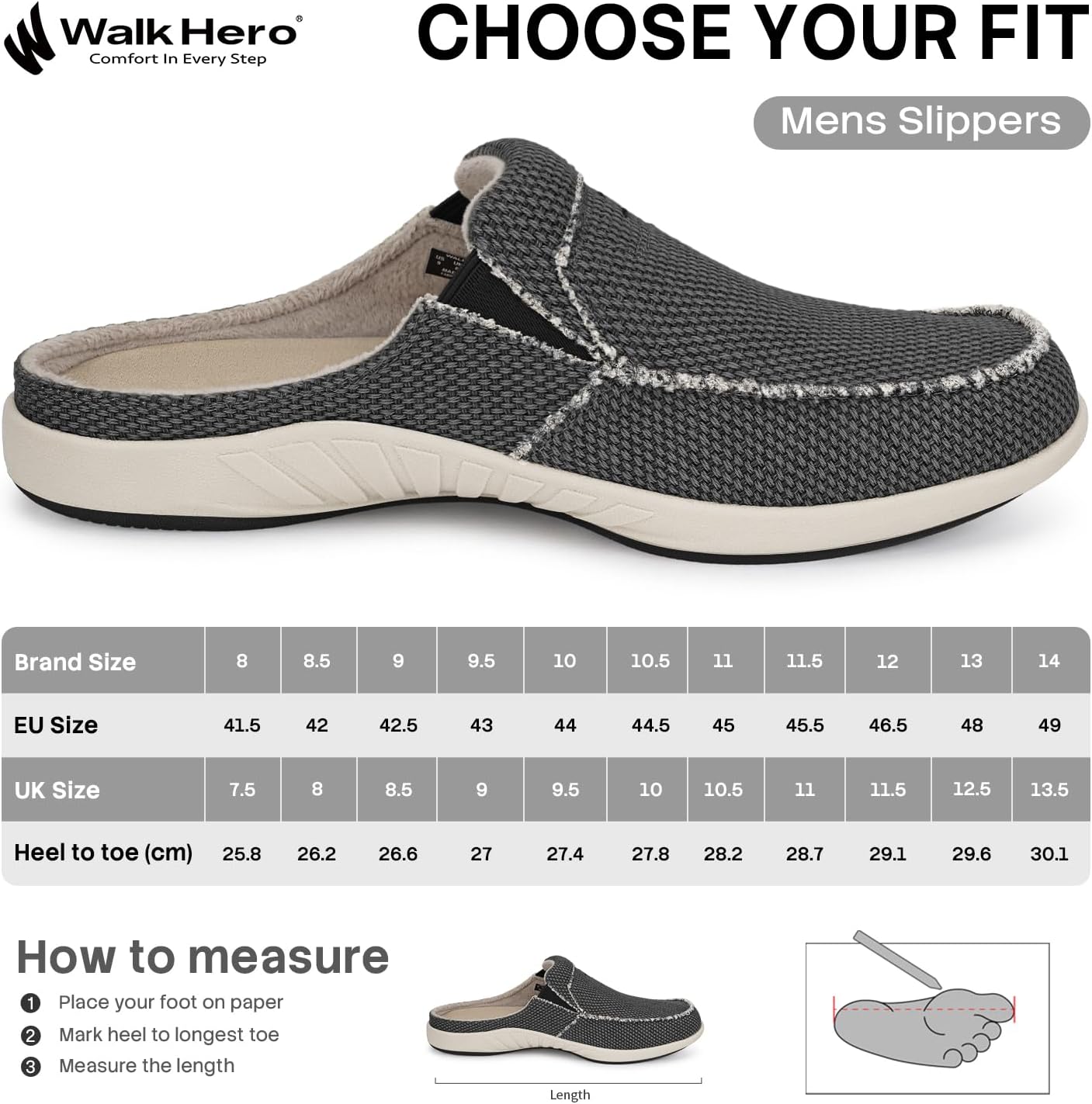 Thumbnail 6 de Mens Slippers with Arch Support: Canvas, Velvet Lining, and Non-Slip Comfort for Everyday Use