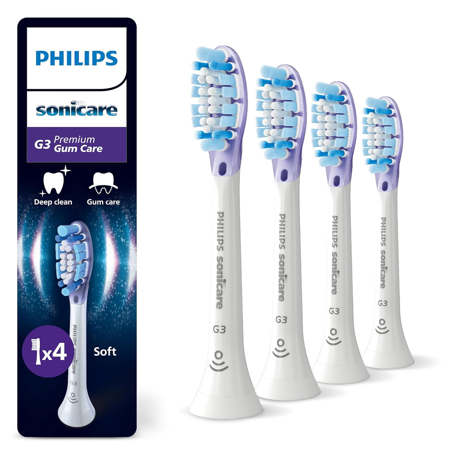 Philips Sonicare G3 Premium Gum Care – Original Ersatzbürstenköpfe (4er-Pack, HX9054/87)