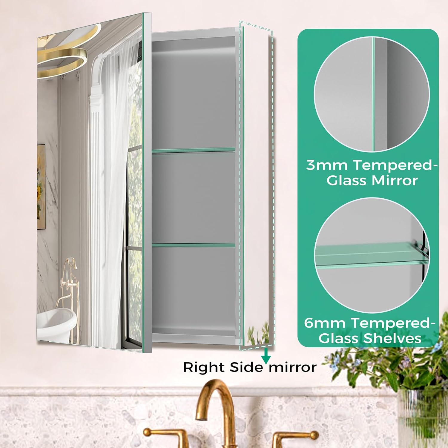 Thumbnail 3 de HABIUBIU 20 x 26 in Medicine Cabinet Mirror