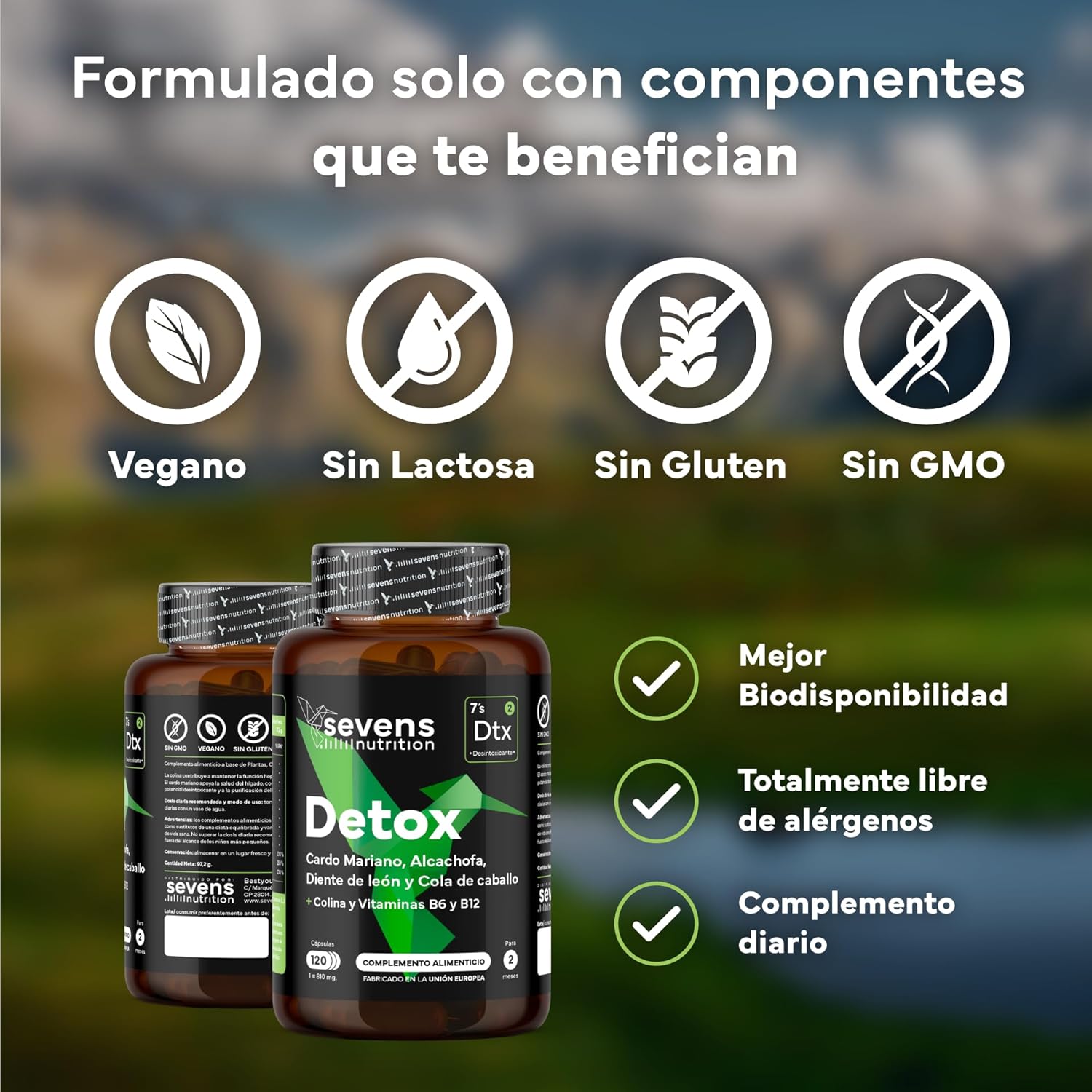 Detalle 2 de SEVENS NUTRITION Cardo Mariano 120 cápsulas