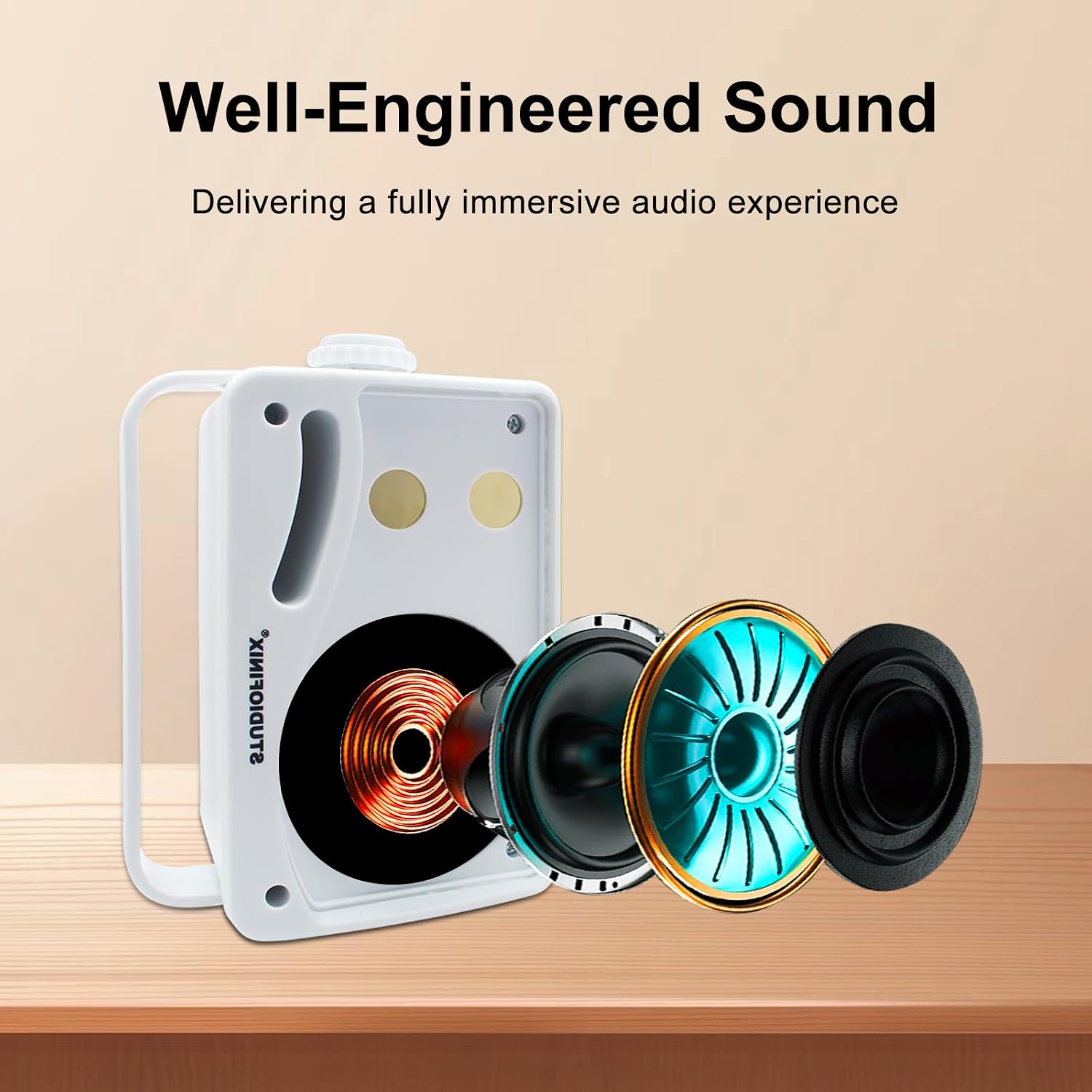 Thumbnail 2 de STUDIOFINIX STU-301WBT utomhushögtalare, 8,5 cm, Bluetooth, 3-vägs, 200 W